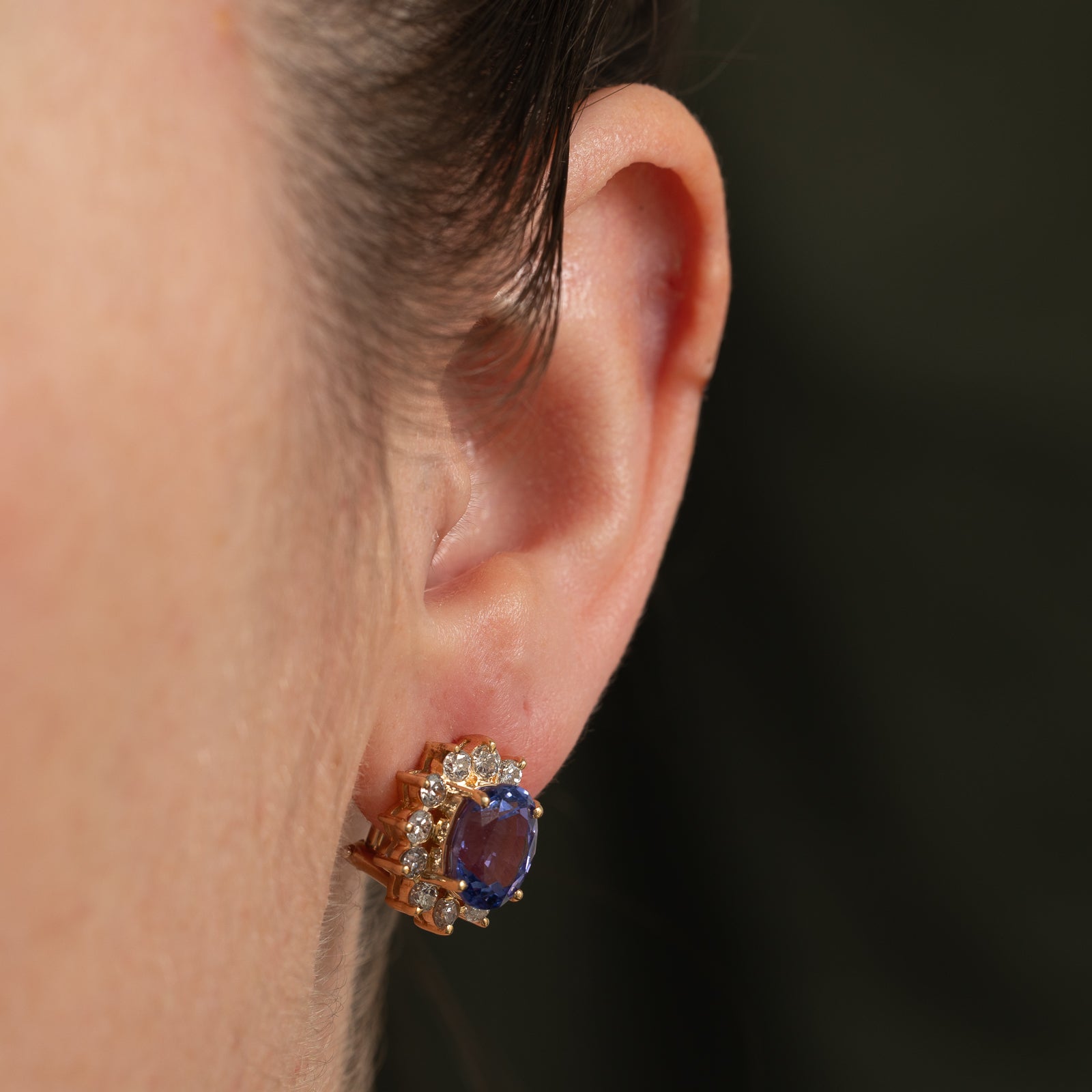 Tanzanite & Diamond Petal Stud Earrings | 5.00ctw, 1.20ctw