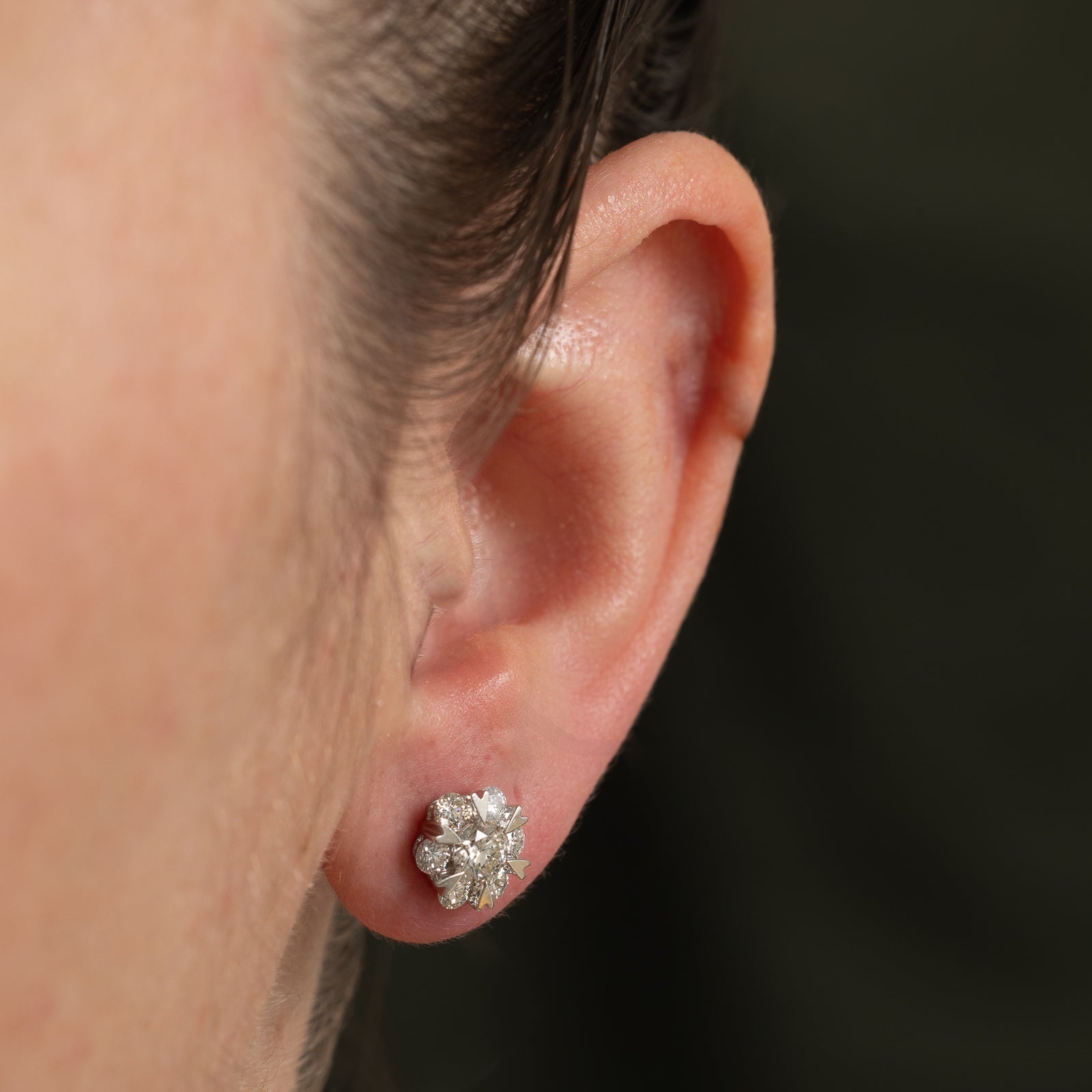 Diamond Cluster Stud Earrings | 1.47ctw