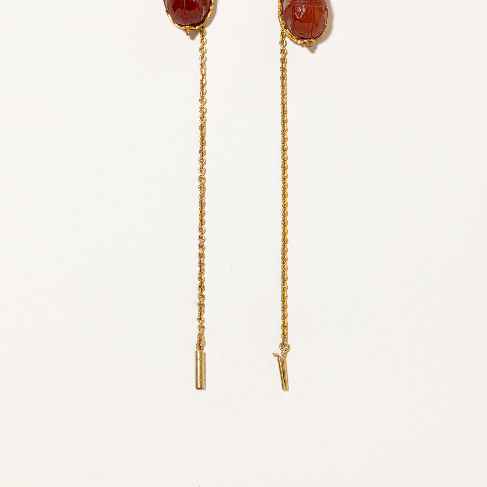 'Harvey & Gore Goldsmiths' Carnelian Agate Beetle Necklace | 62.50ctw | 15"