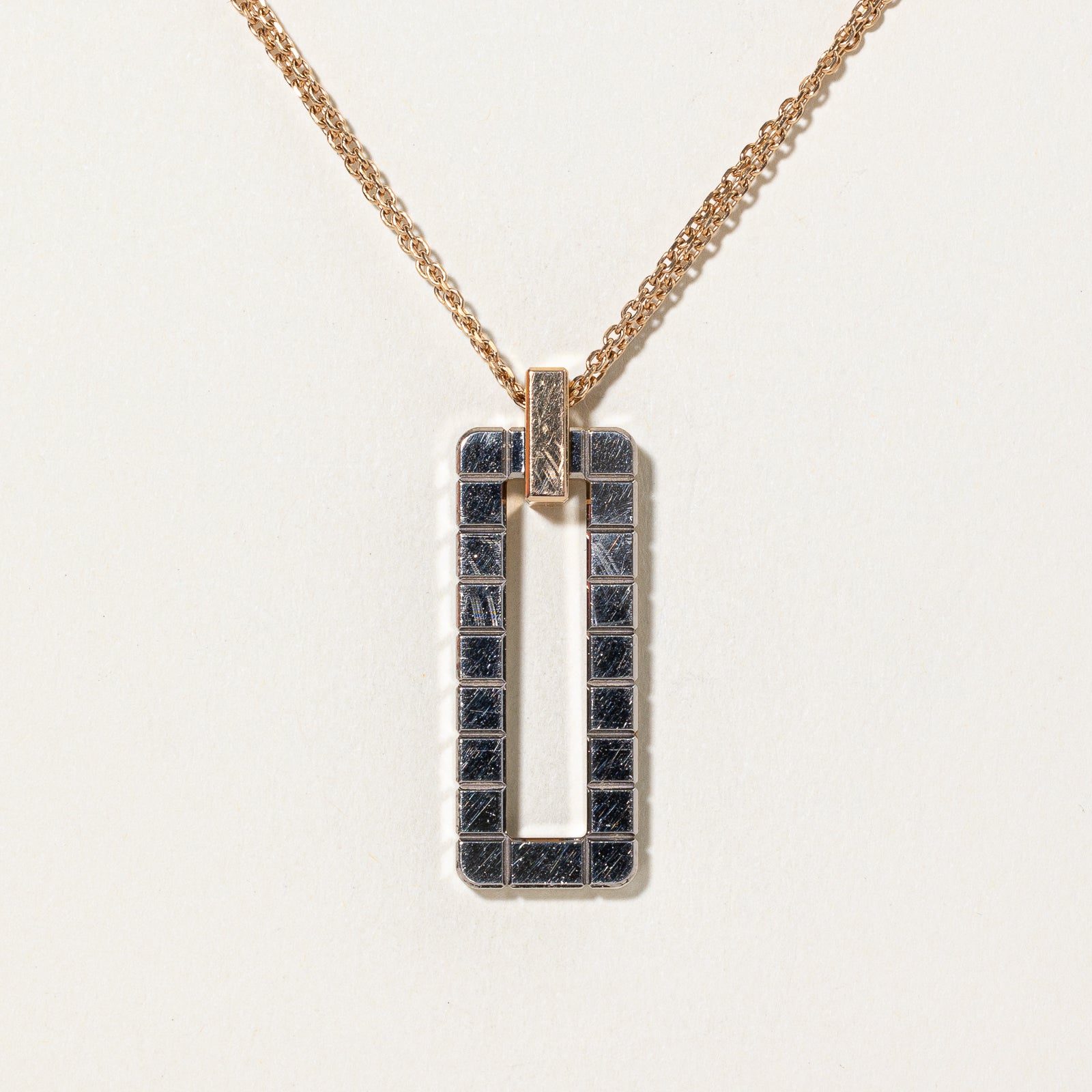 'Chopard' Ice Cube 18k Two Tone Gold Sliding Pendant Necklace | 31"