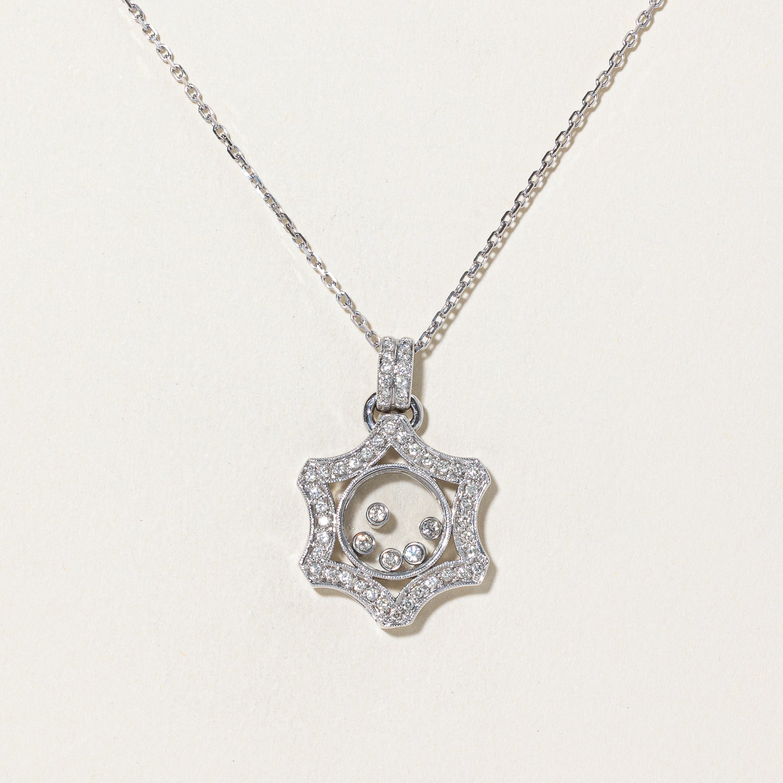 Pave Set Moveable Diamond Pendant Necklace | 0.60ctw | 16"