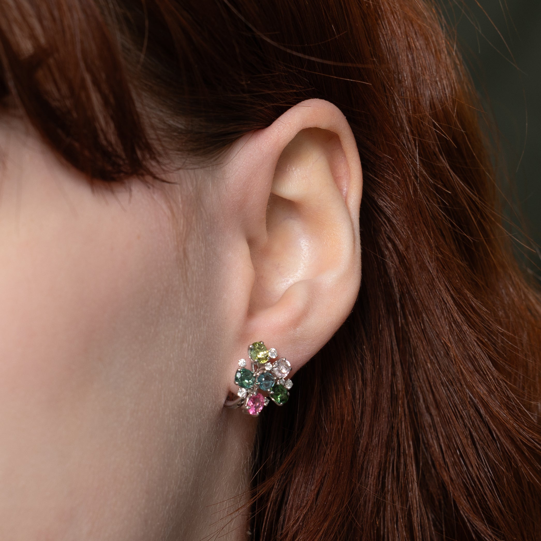 18k Multicolour Tourmaline & Diamond Convertible Pendant/Drop Earrings | 25.60ctw, 0.70ctw