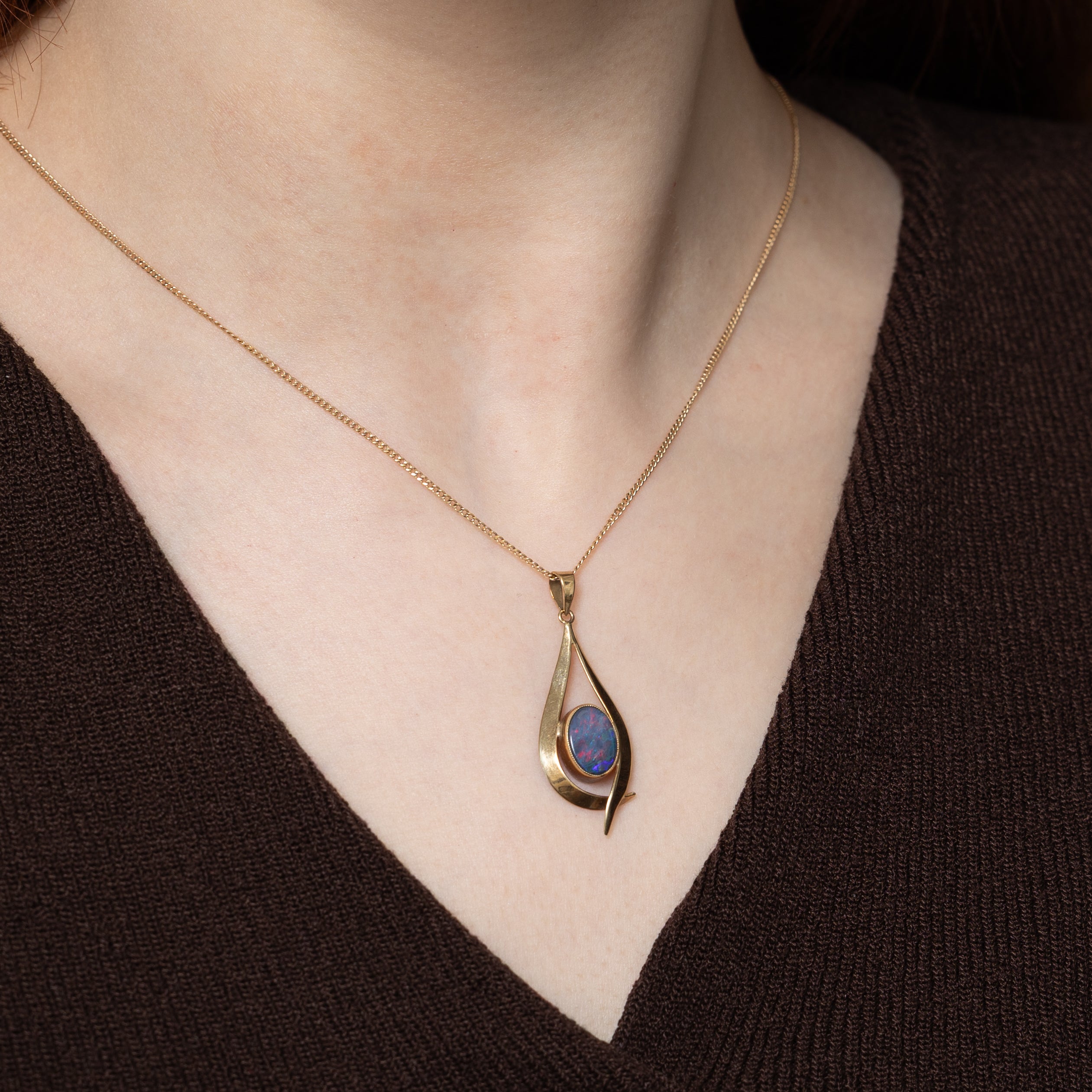 Vintage Australian Opal Teardrop Pendant | 0.22ct