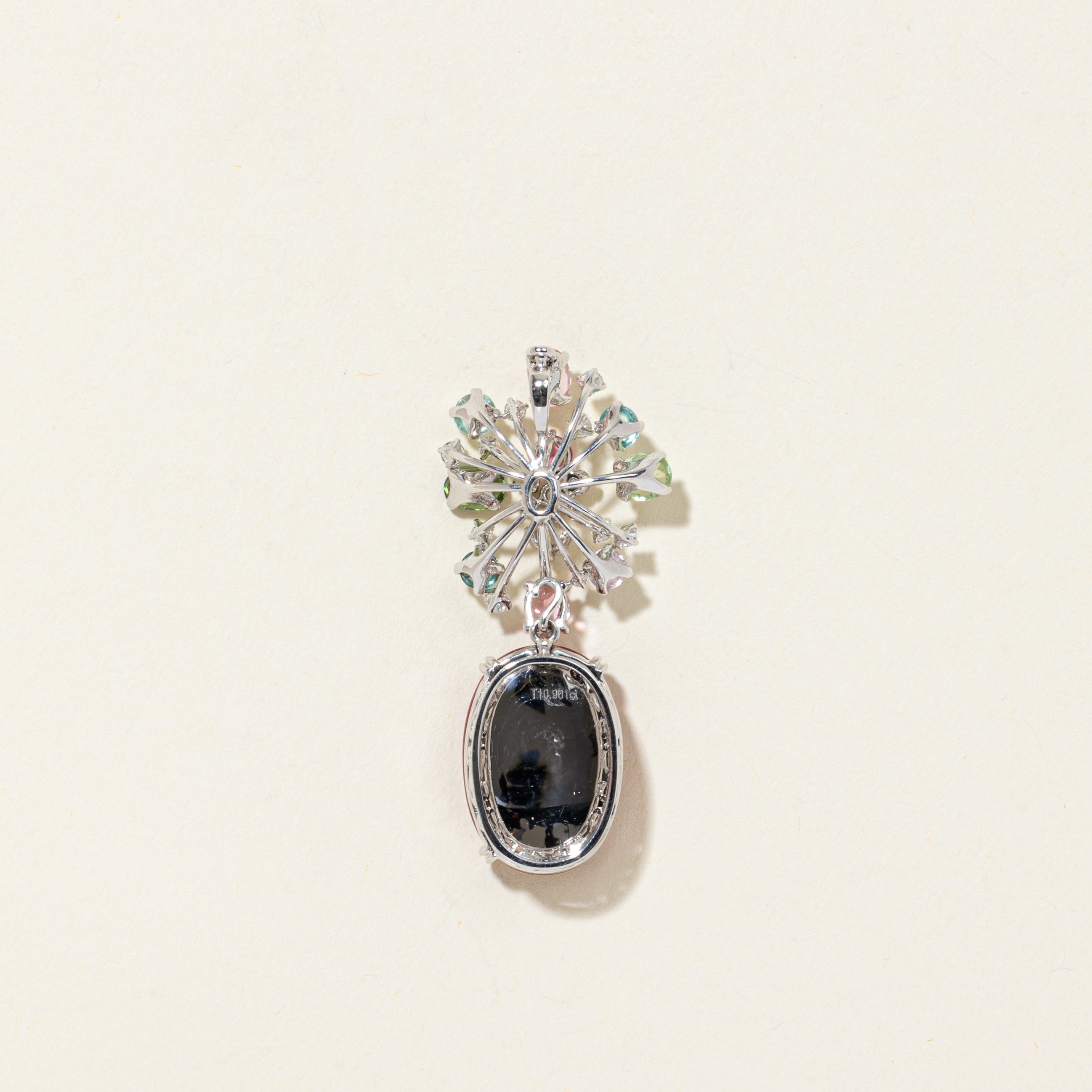18k Multicolour Tourmaline & Diamond Convertible Pendant/Drop Earrings | 25.60ctw, 0.70ctw