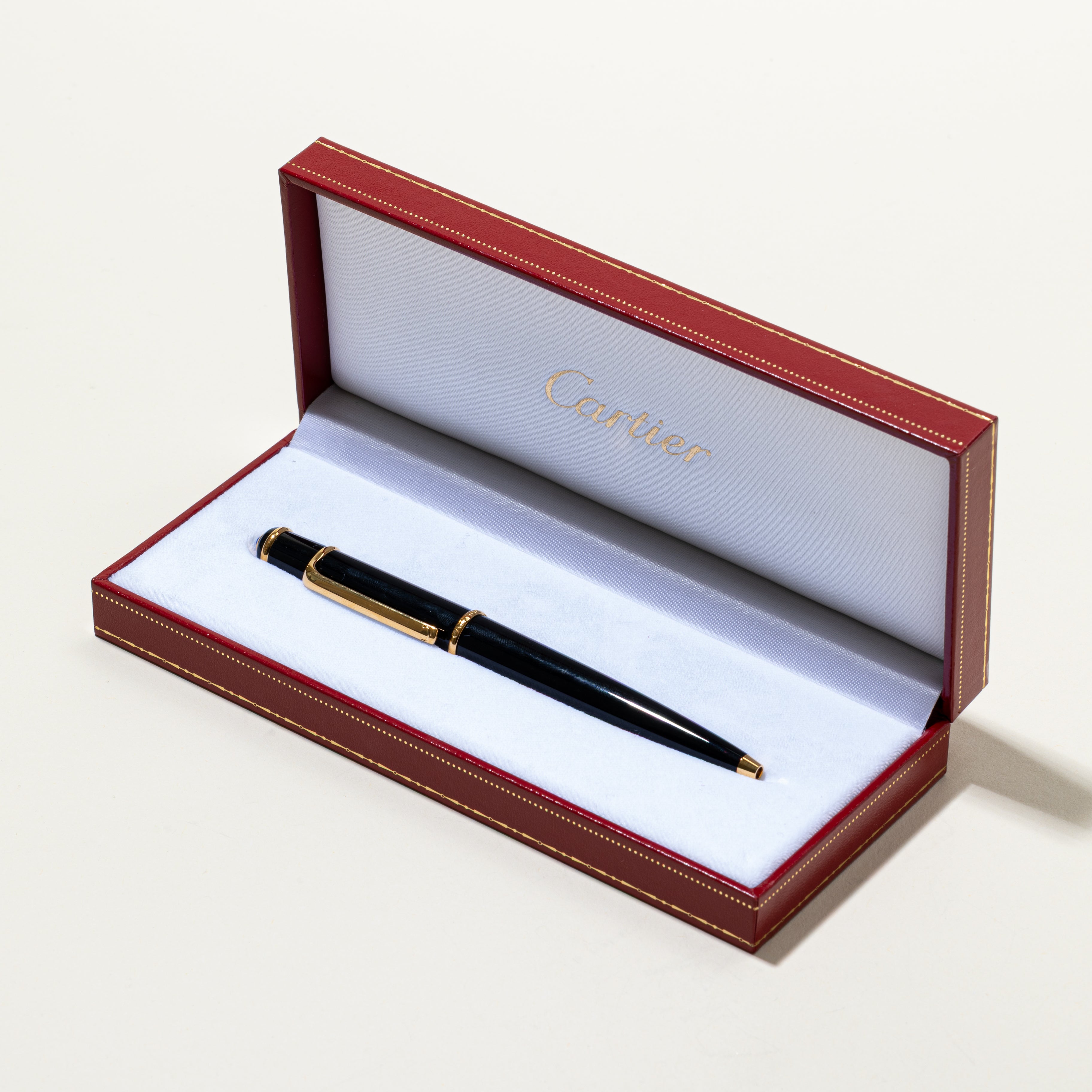 'Cartier' Diabolo de Cartier Black Composite Ballpoint Pen with Gold Finish