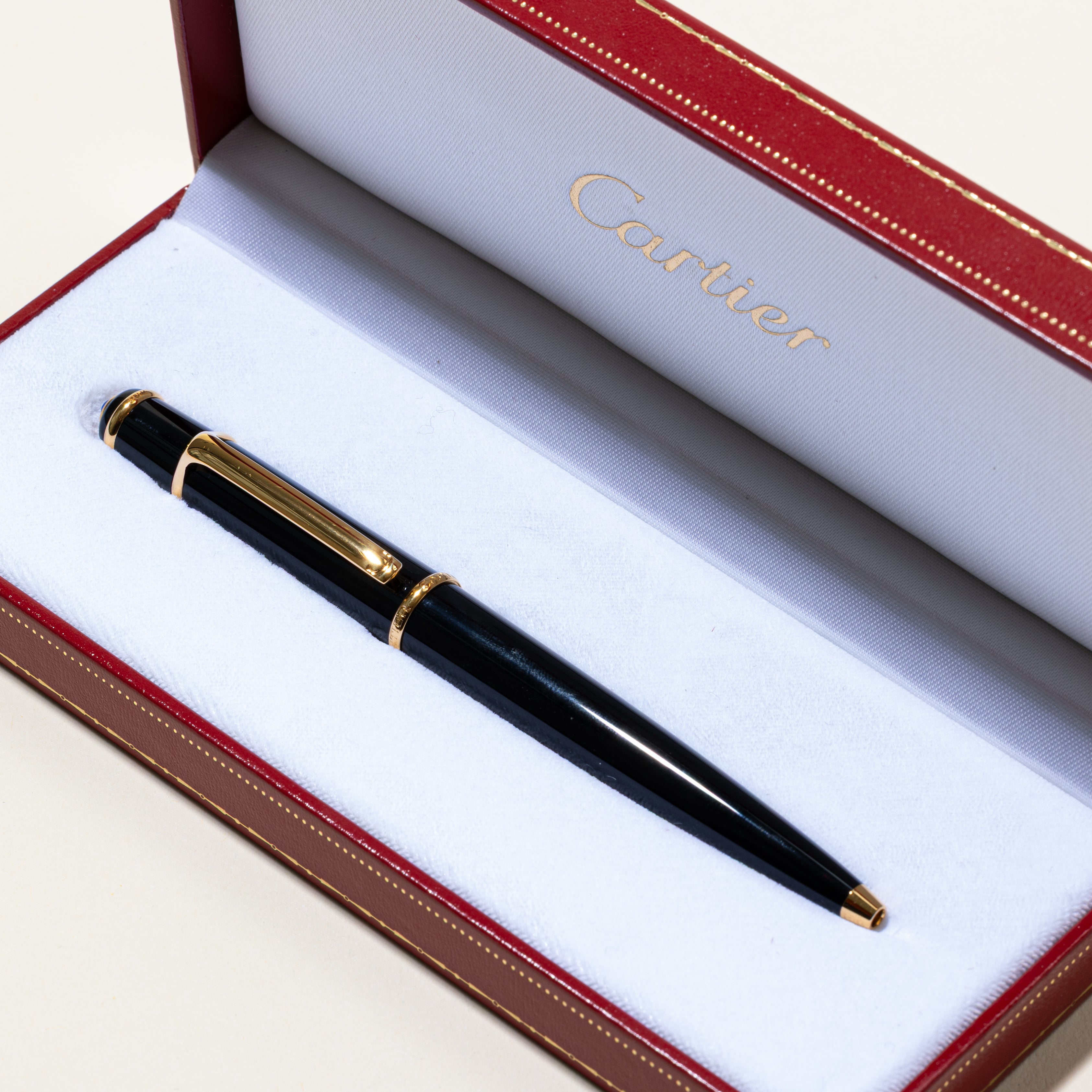 'Cartier' Diabolo de Cartier Black Composite Ballpoint Pen with Gold Finish