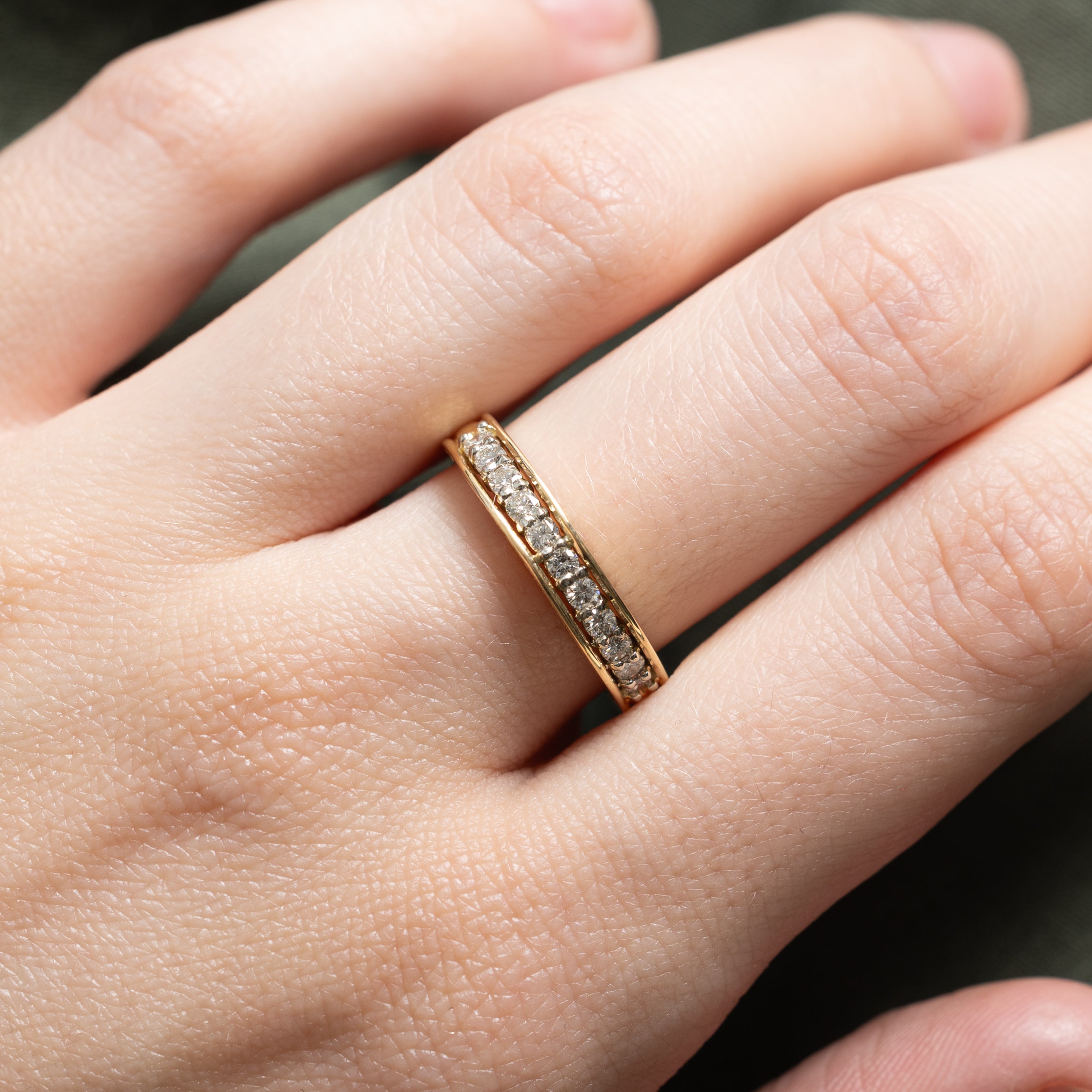 'Birks' 18k Semi Eternity Diamond Side Engraved Band | 0.33ctw | SZ 6.5