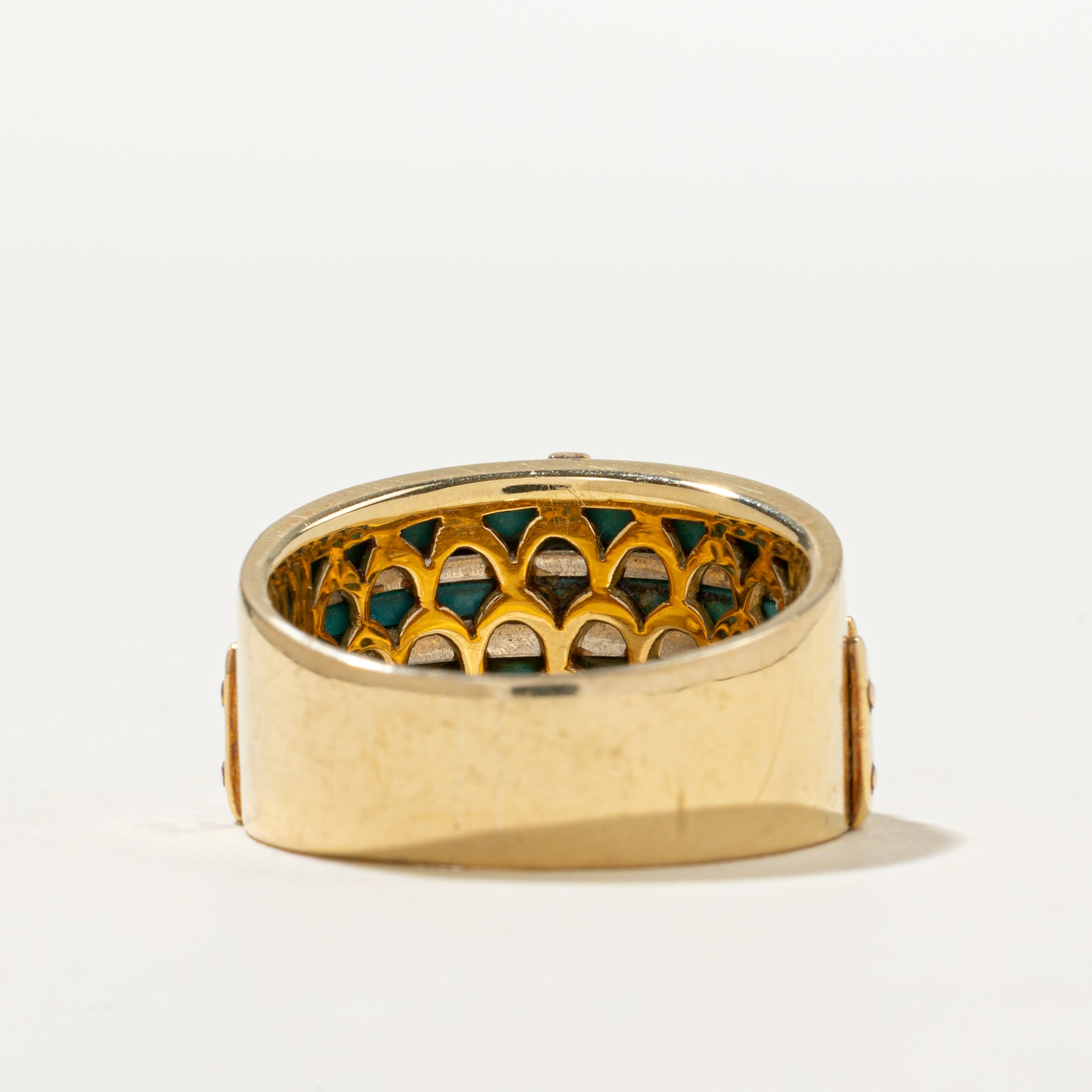 Jadeite & Diamond City Skyline Ring | 14.00ctw, 0.26ctw | SZ 6.5