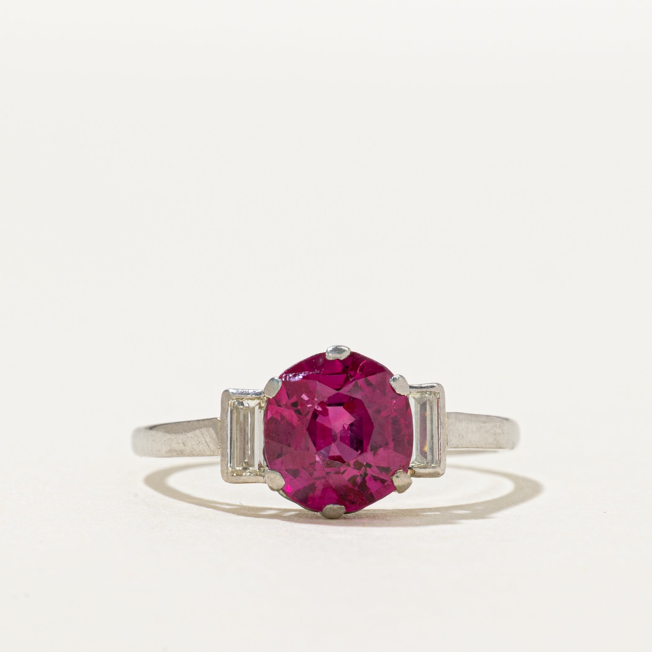 Vintage Unheated Ruby & Diamond Cathedral Ring | 1.83ct | 0.20ctw | SZ 6.75