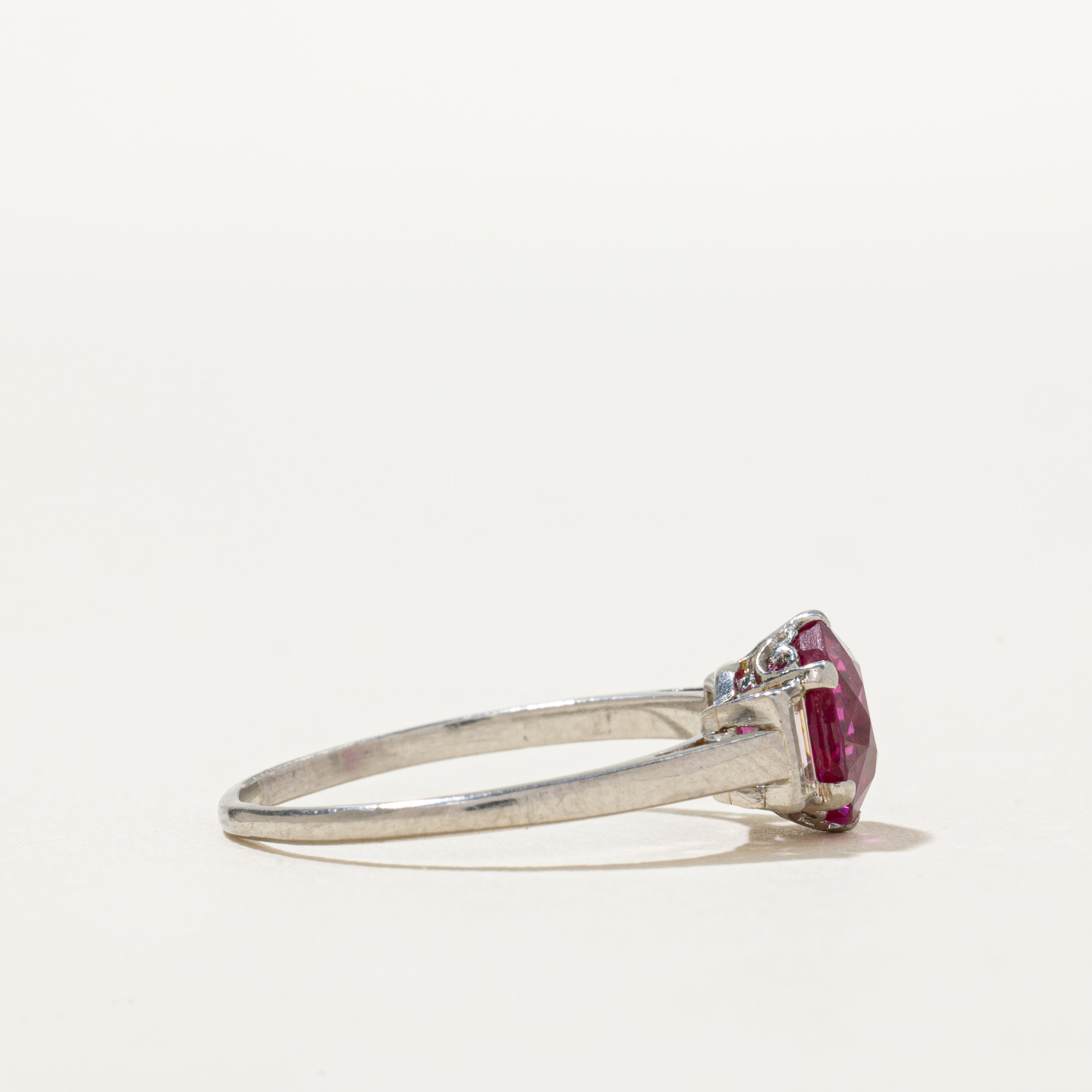 Vintage Unheated Ruby & Diamond Cathedral Ring | 1.83ct | 0.20ctw | SZ 6.75
