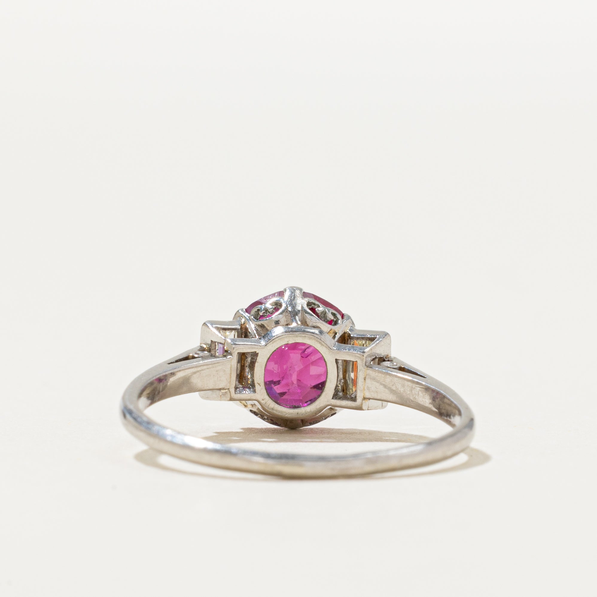 Vintage Unheated Ruby & Diamond Cathedral Ring | 1.83ct | 0.20ctw | SZ 6.75