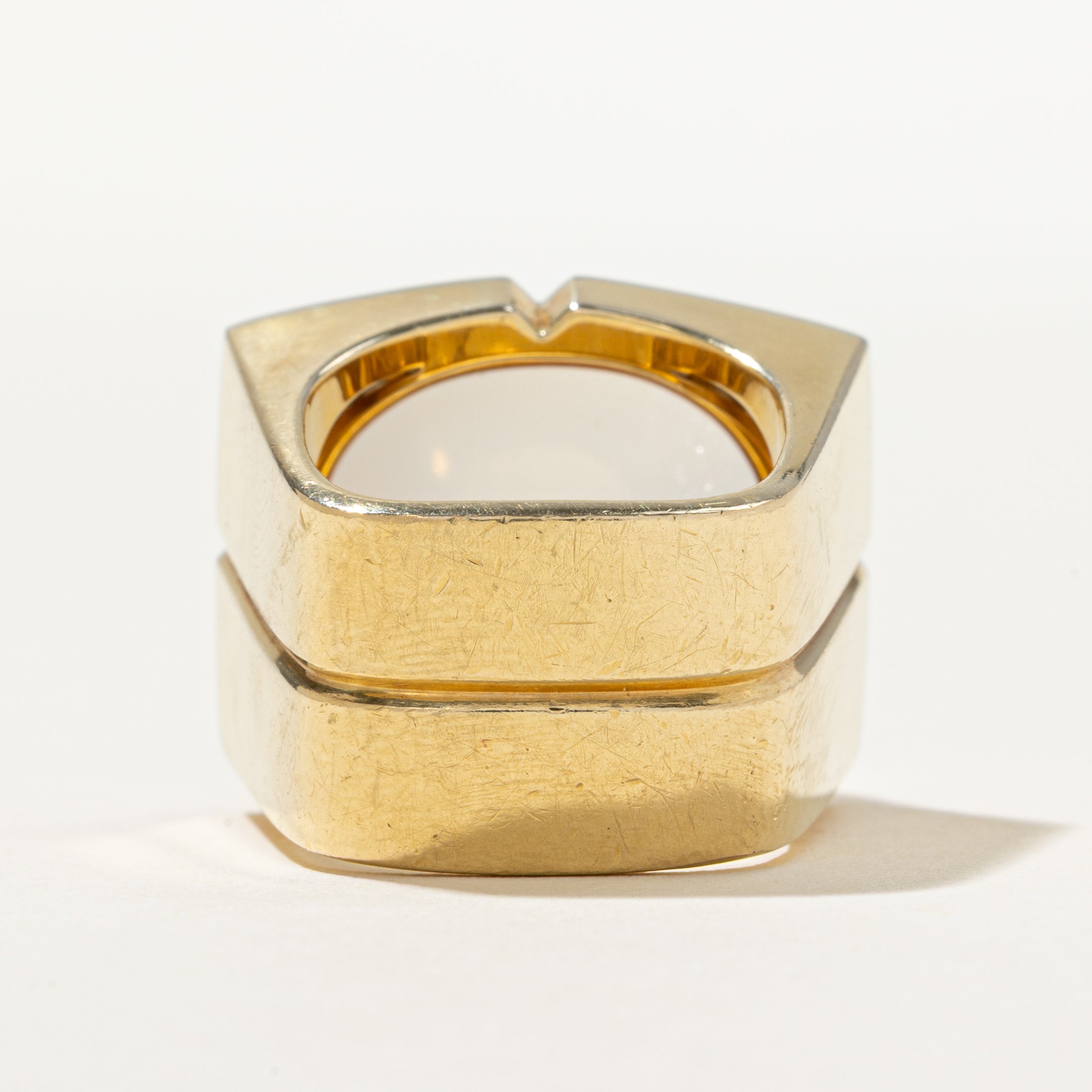 Moonstone & Diamond Chunky Grooved Cocktail Ring | 0.64ctw | 26.00ct | SZ 6.25