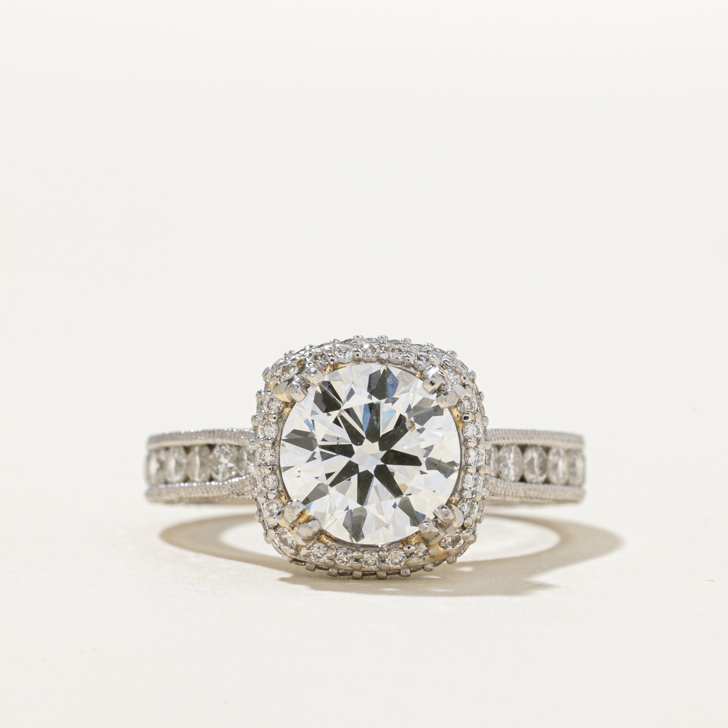 'Tacori' 1.90ct Natural Diamond Ornate Cathedral Engagement Ring | 1.90ct SI1 F Very Good cut | 0.81ctw | SZ 6.5
