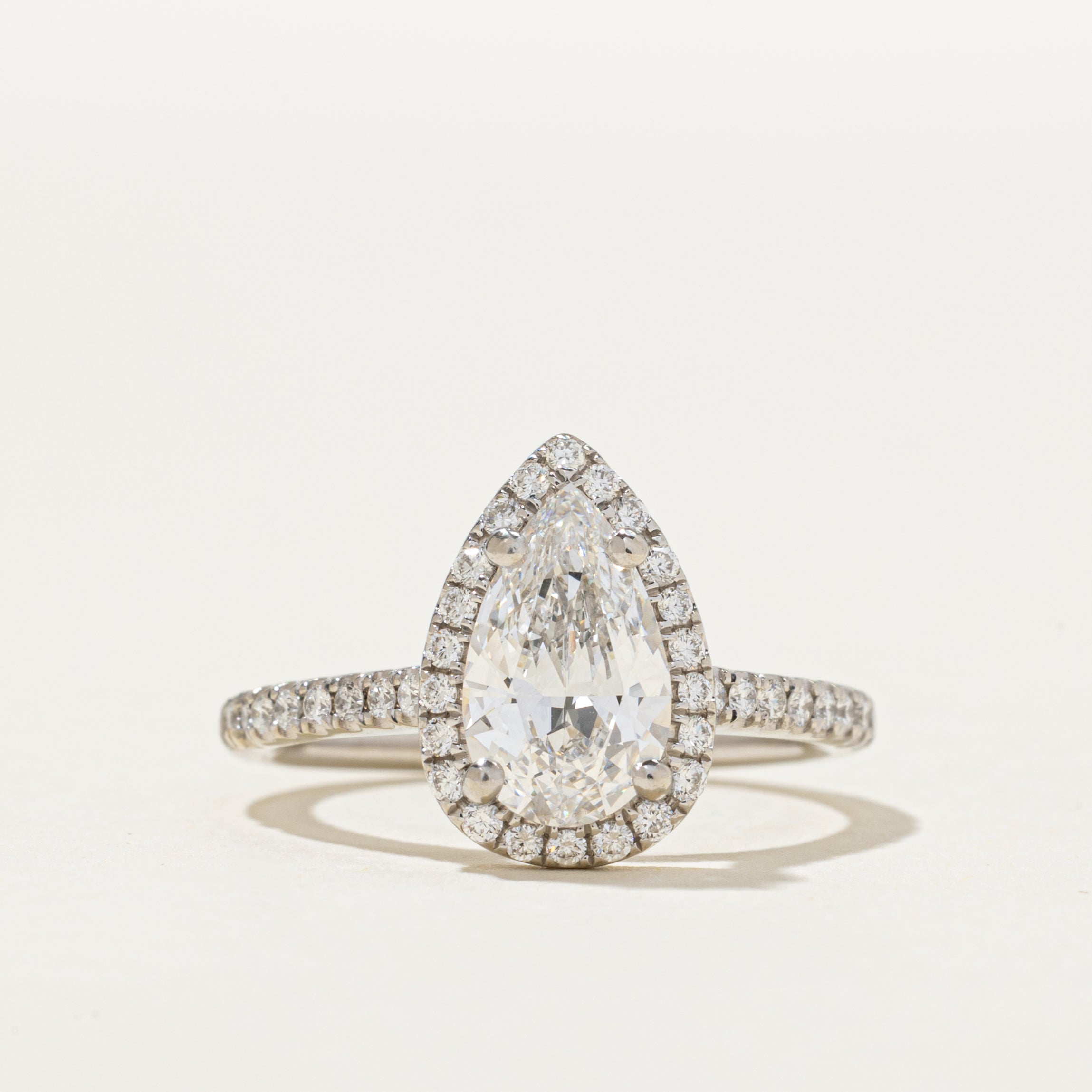 1.20ct GIA-graded Pear Shaped Natural Diamond Cathedral Ring | GIA 1.20ct VVS1 D | 0.27ctw | SZ 5.25