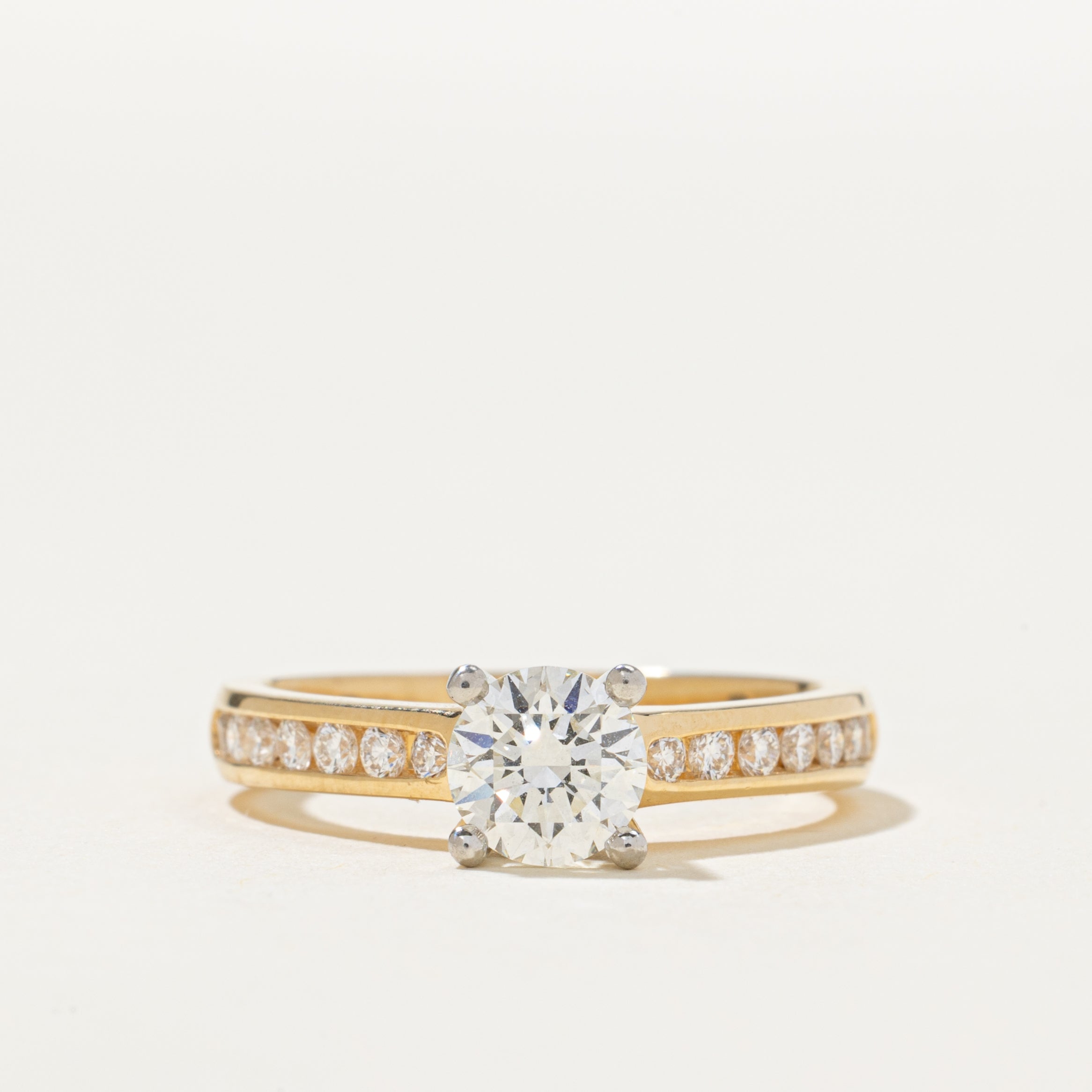 'Birks' 18k GIA Semi Eternity Diamond & Sapphire Accent Engagement Ring | 1.06ctw, 0.01ct | SZ 6.5