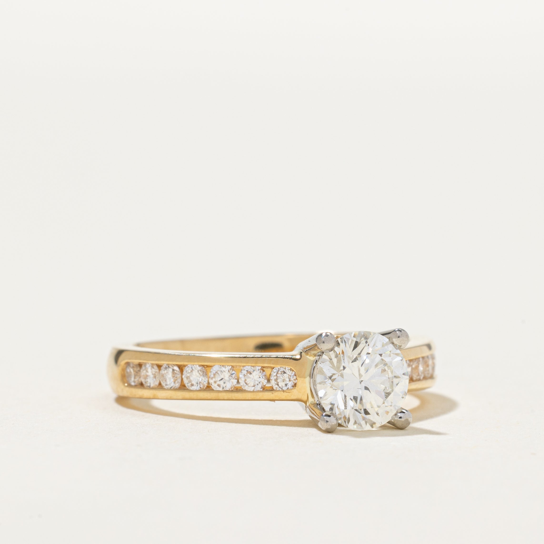 'Birks' 18k GIA Semi Eternity Diamond & Sapphire Accent Engagement Ring | 1.06ctw, 0.01ct | SZ 6.5