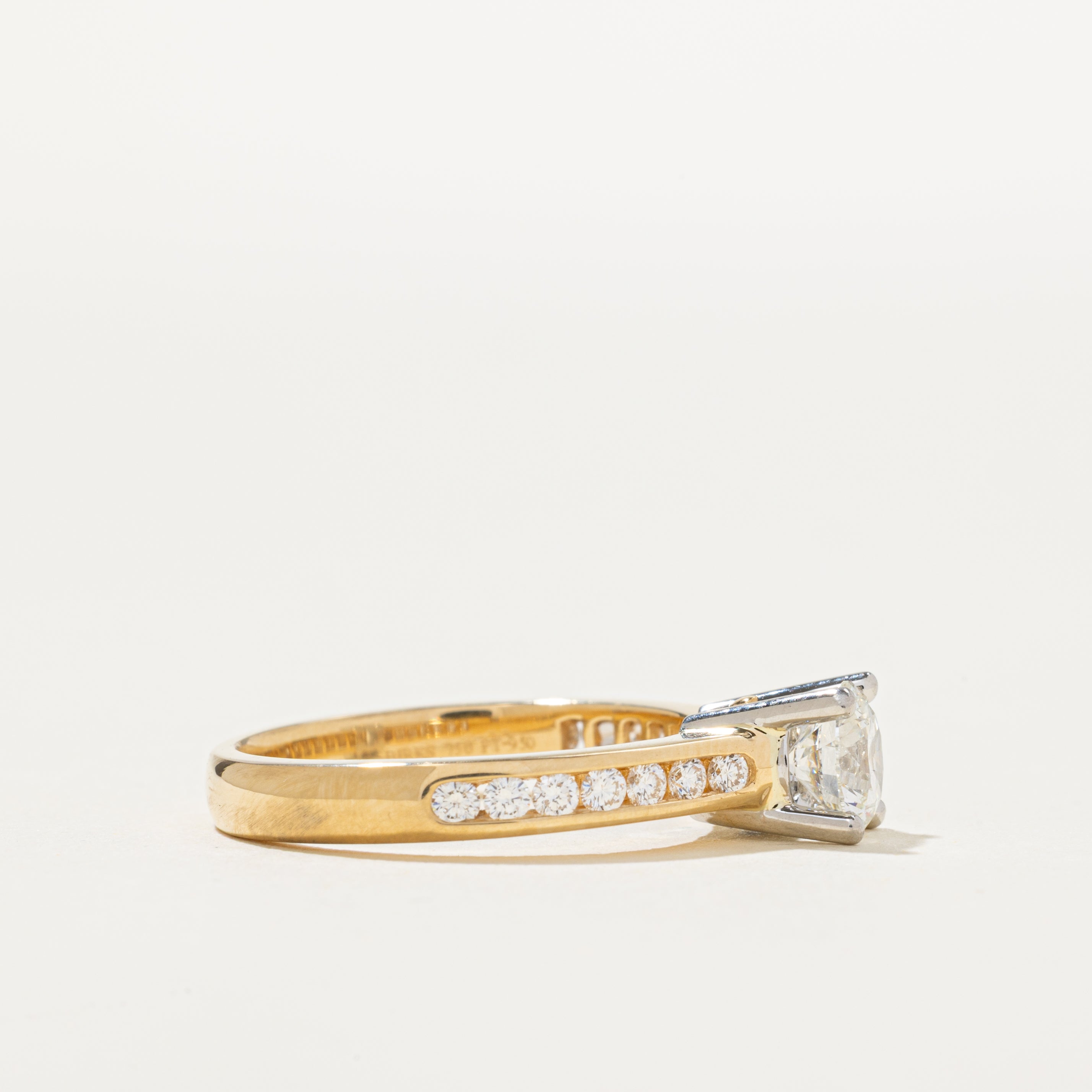 'Birks' 18k GIA Semi Eternity Diamond & Sapphire Accent Engagement Ring | 1.06ctw, 0.01ct | SZ 6.5