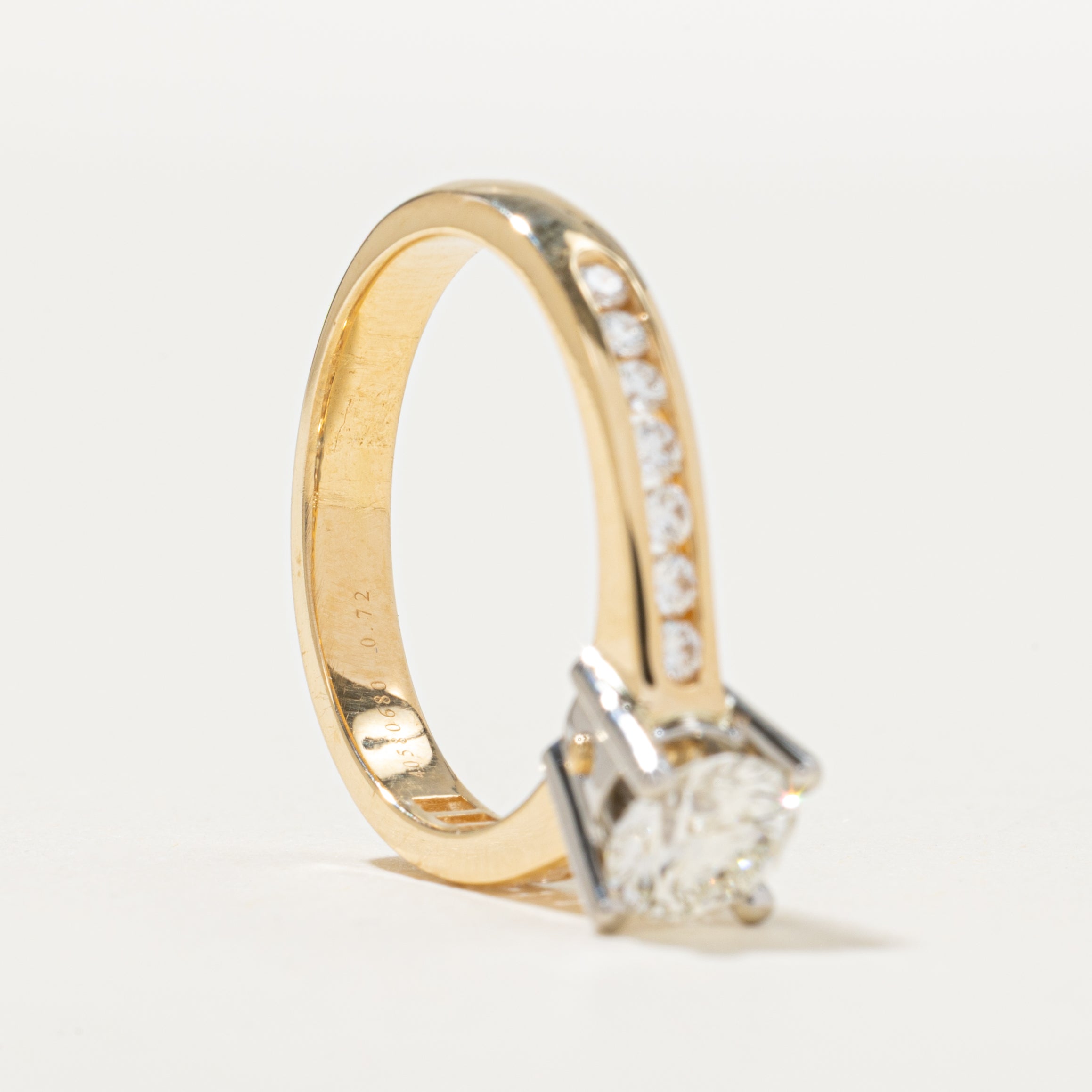 'Birks' 18k GIA Semi Eternity Diamond & Sapphire Accent Engagement Ring | 1.06ctw, 0.01ct | SZ 6.5