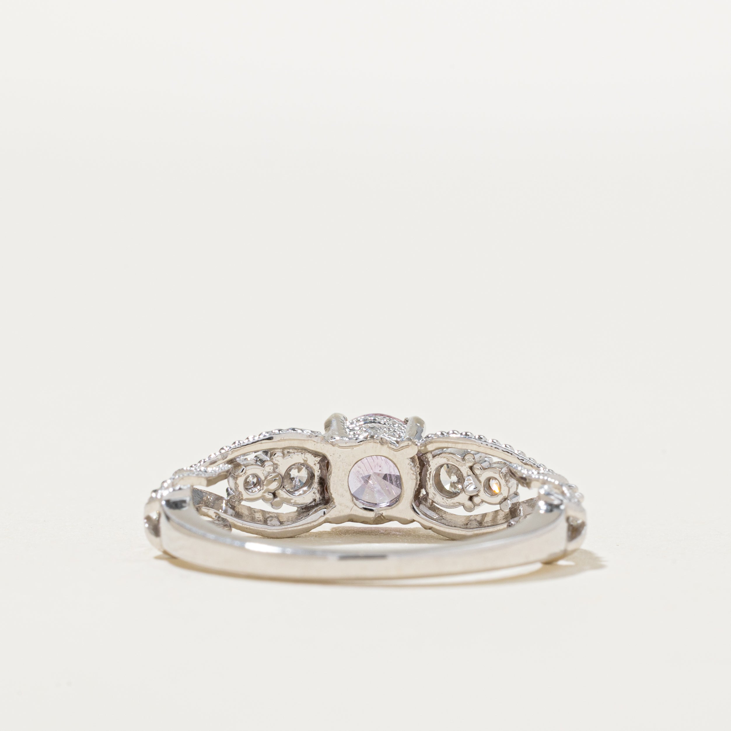 14k Pink Sapphire & Diamond Ornate Milgrained Ring | 0.75ct, 0.32ctw | SZ 6.25
