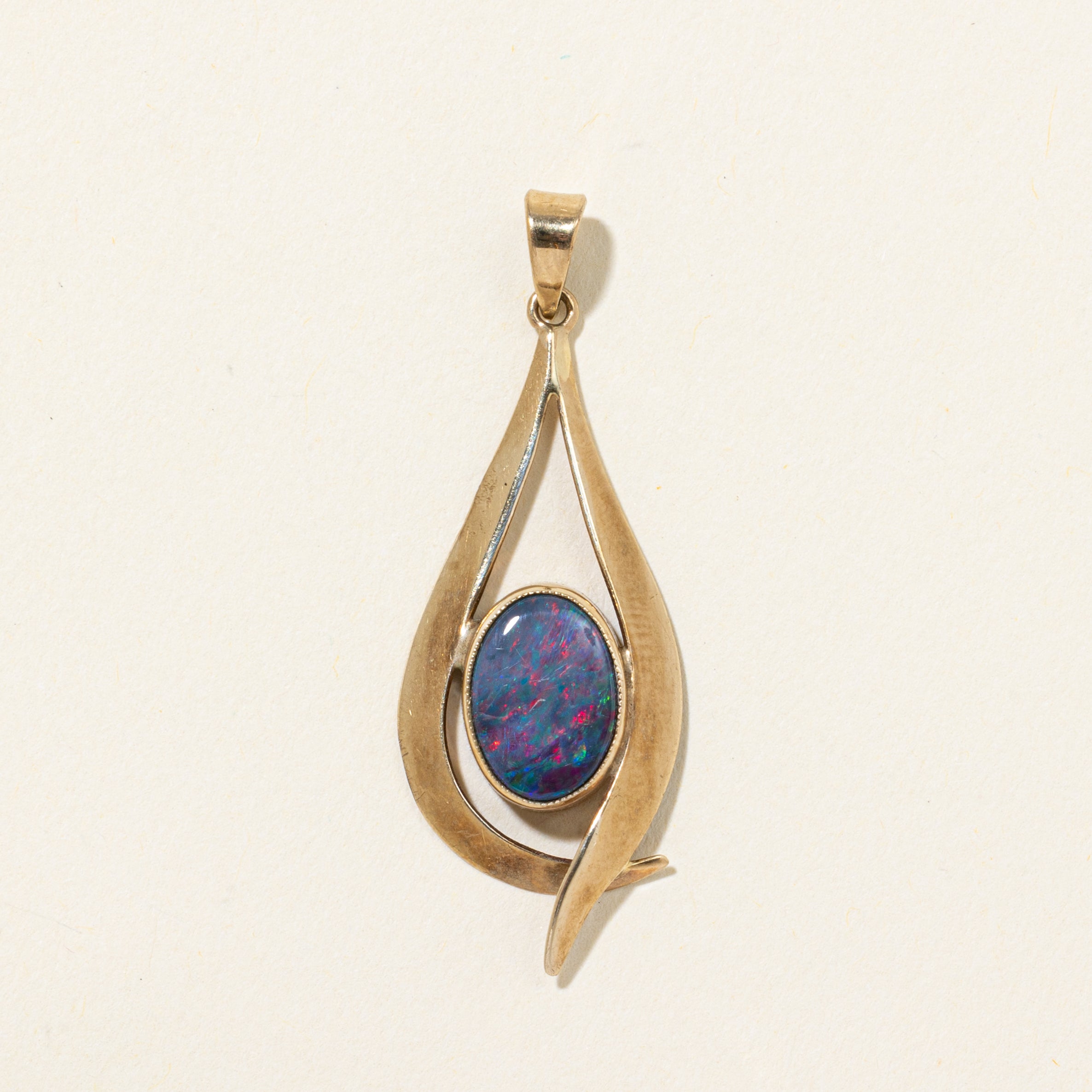 Vintage Australian Opal Teardrop Pendant | 0.22ct