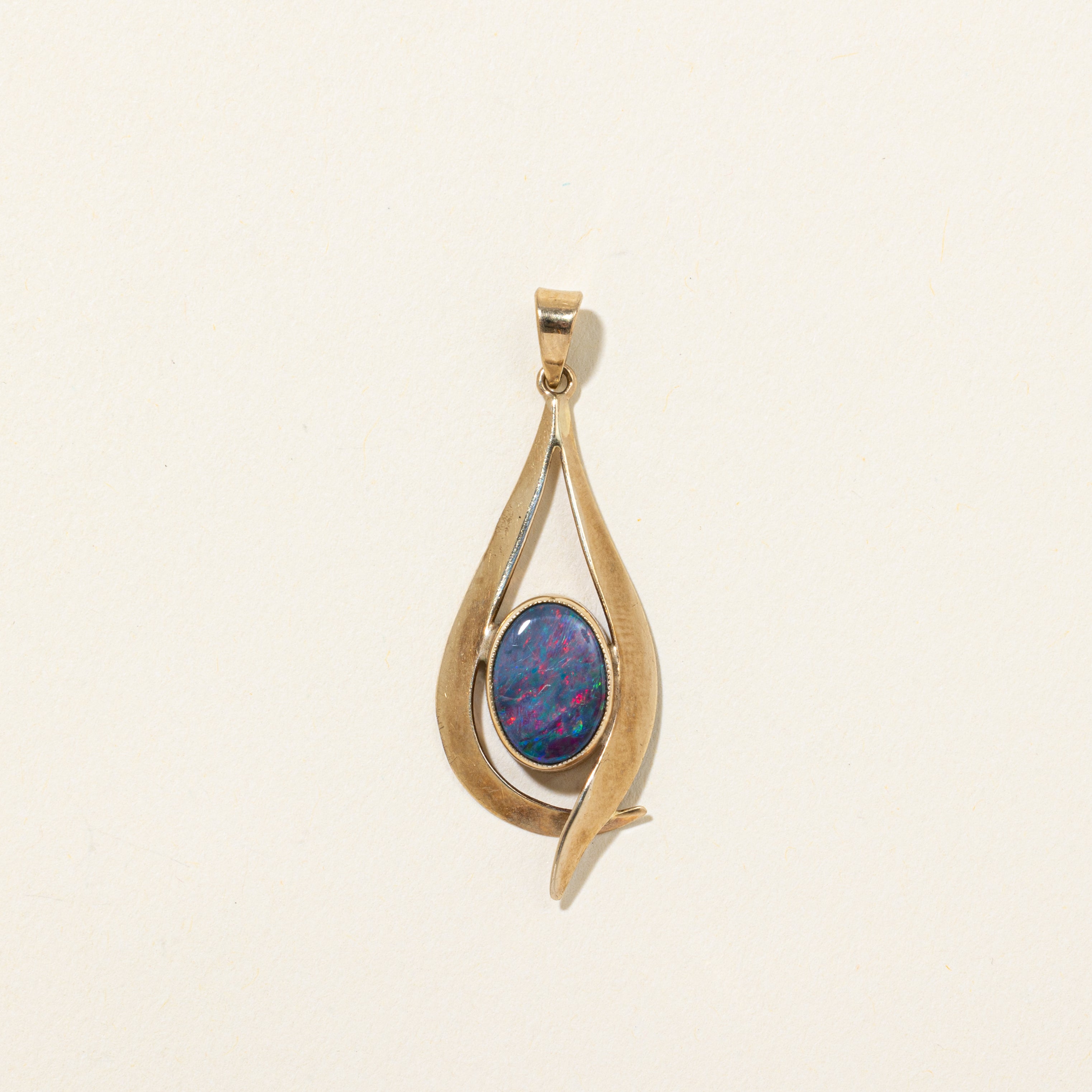Vintage Australian Opal Teardrop Pendant | 0.22ct
