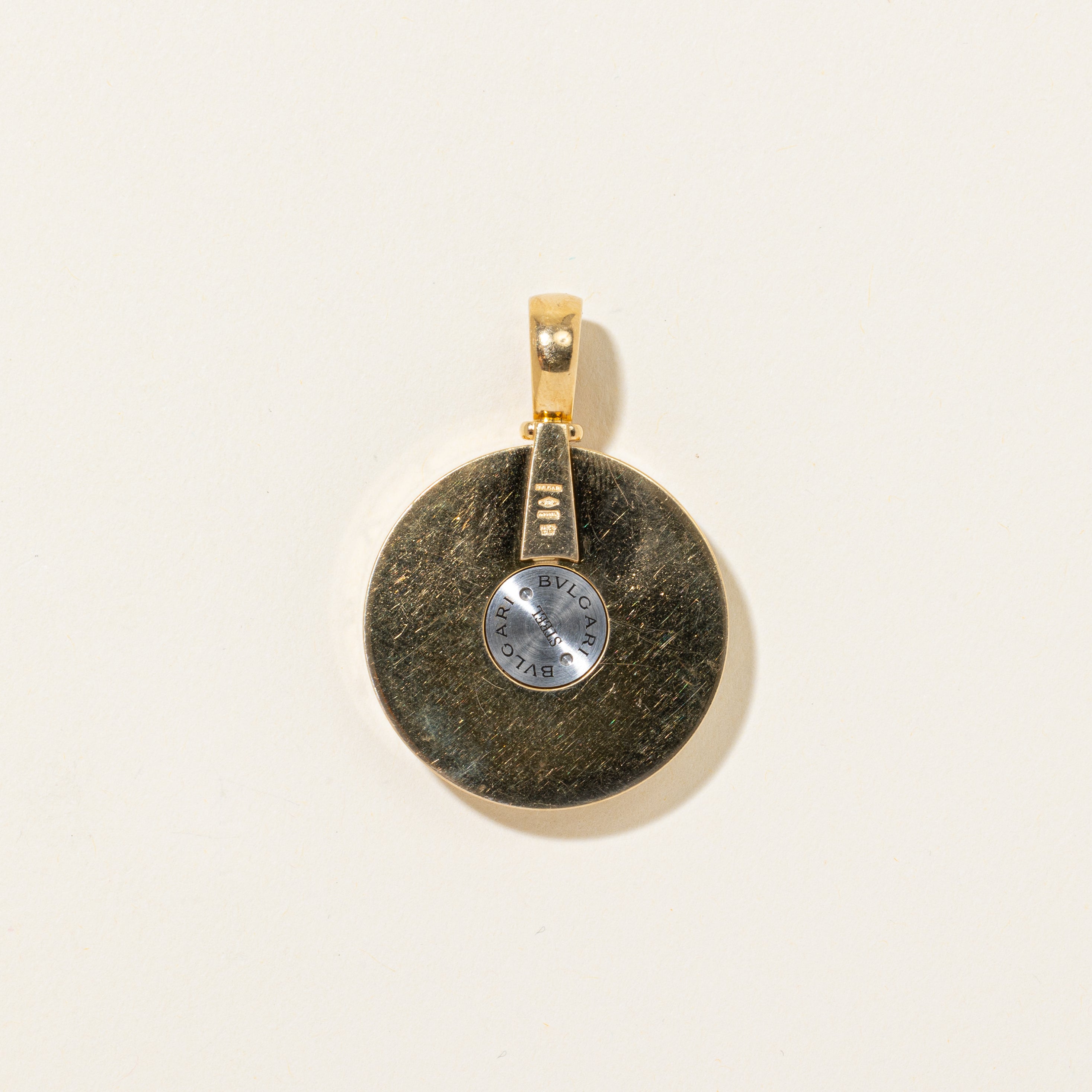 'Bvlgari' Mother of Pearl Optical Illusion Kinetic Circle Pendant