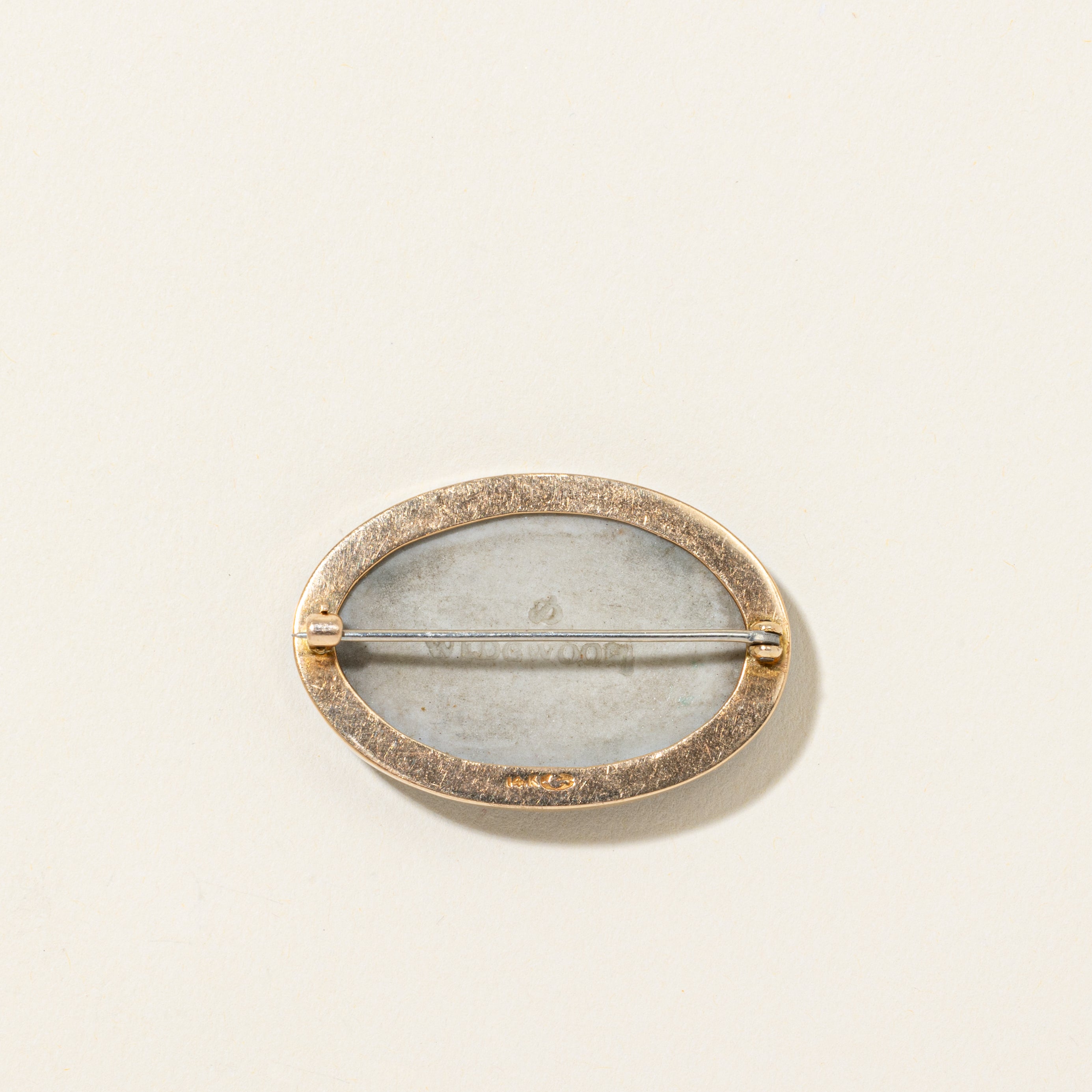 'Wedgewood' 14k Rose Gold Antique Blue Jasperware Cameo Brooch