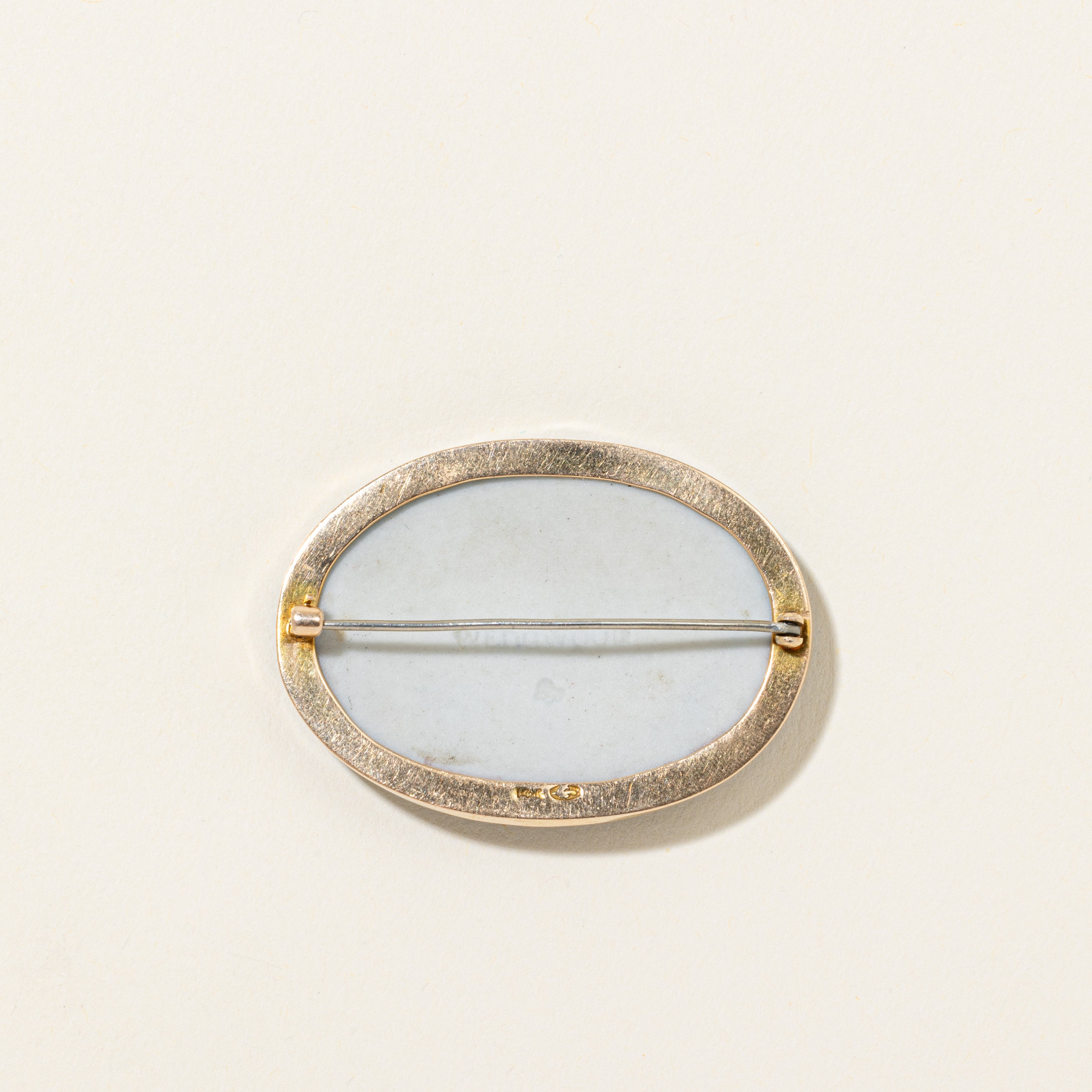 'Wedgewood' 14K Rose Gold Antique Blue Jasperware Cameo Brooch
