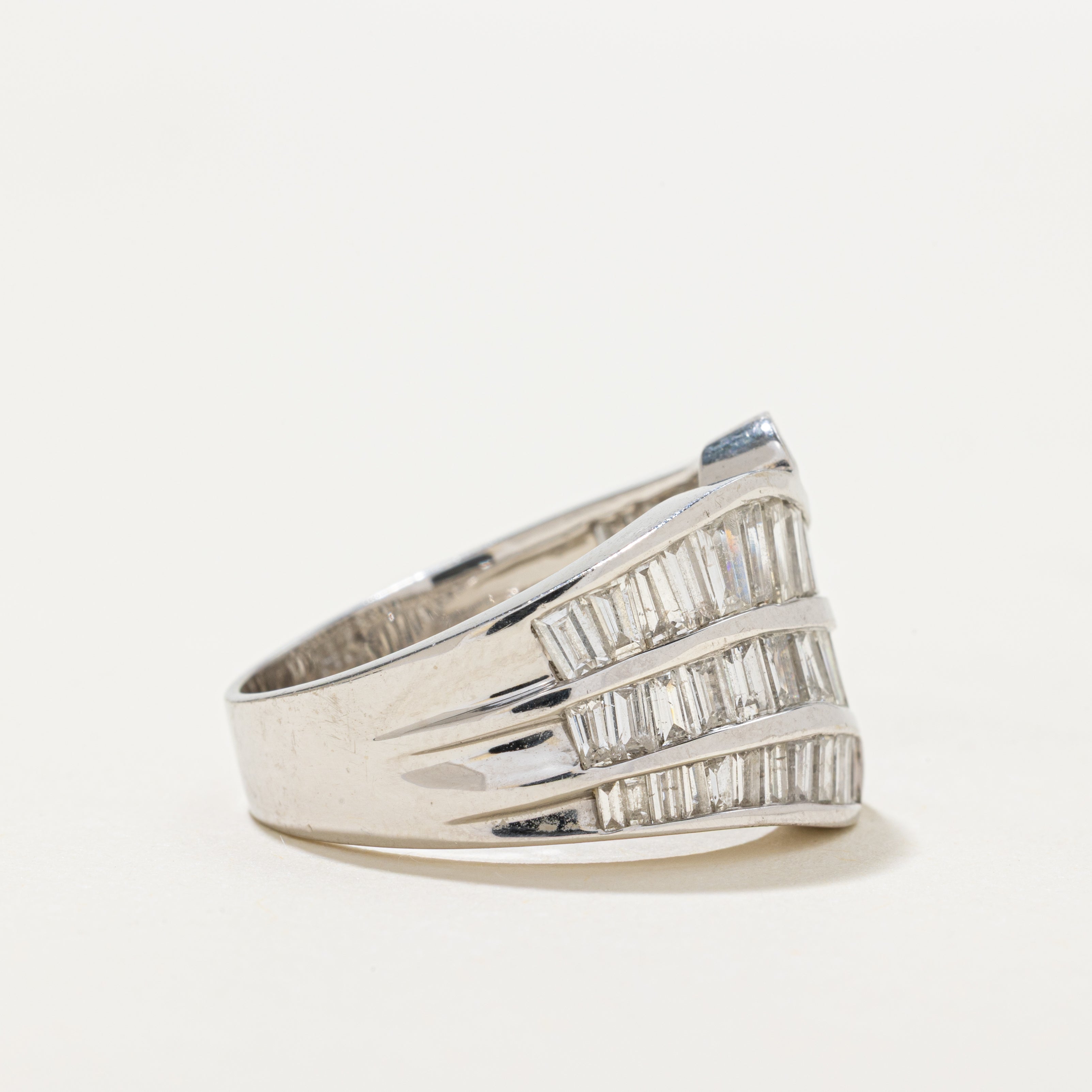 Channel Set Baguette Cut Diamond Waterfall Ring | 3.03ctw | SZ 7.5