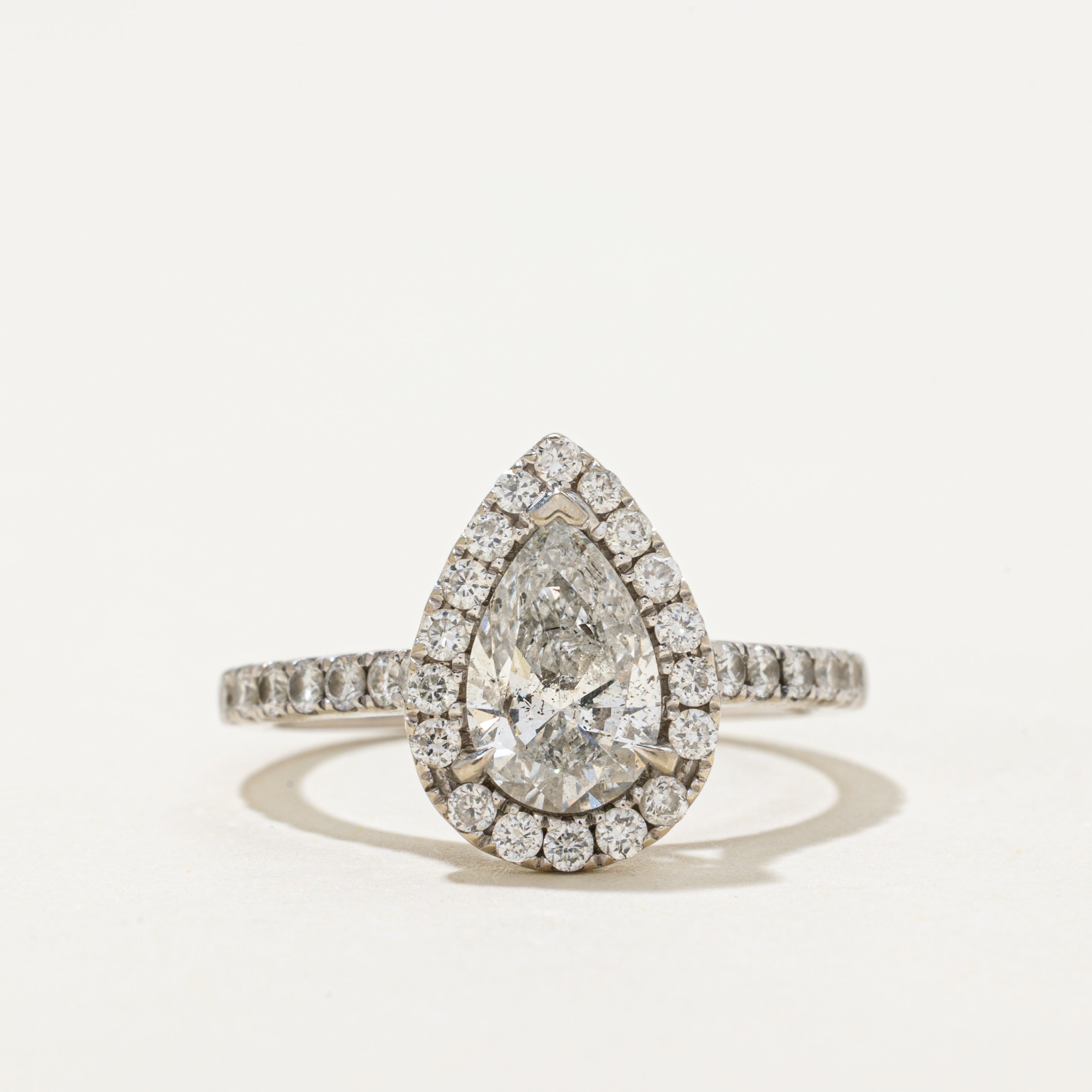 18k Pear Cut Diamond Halo Ring | 1.58ctw | SZ 6
