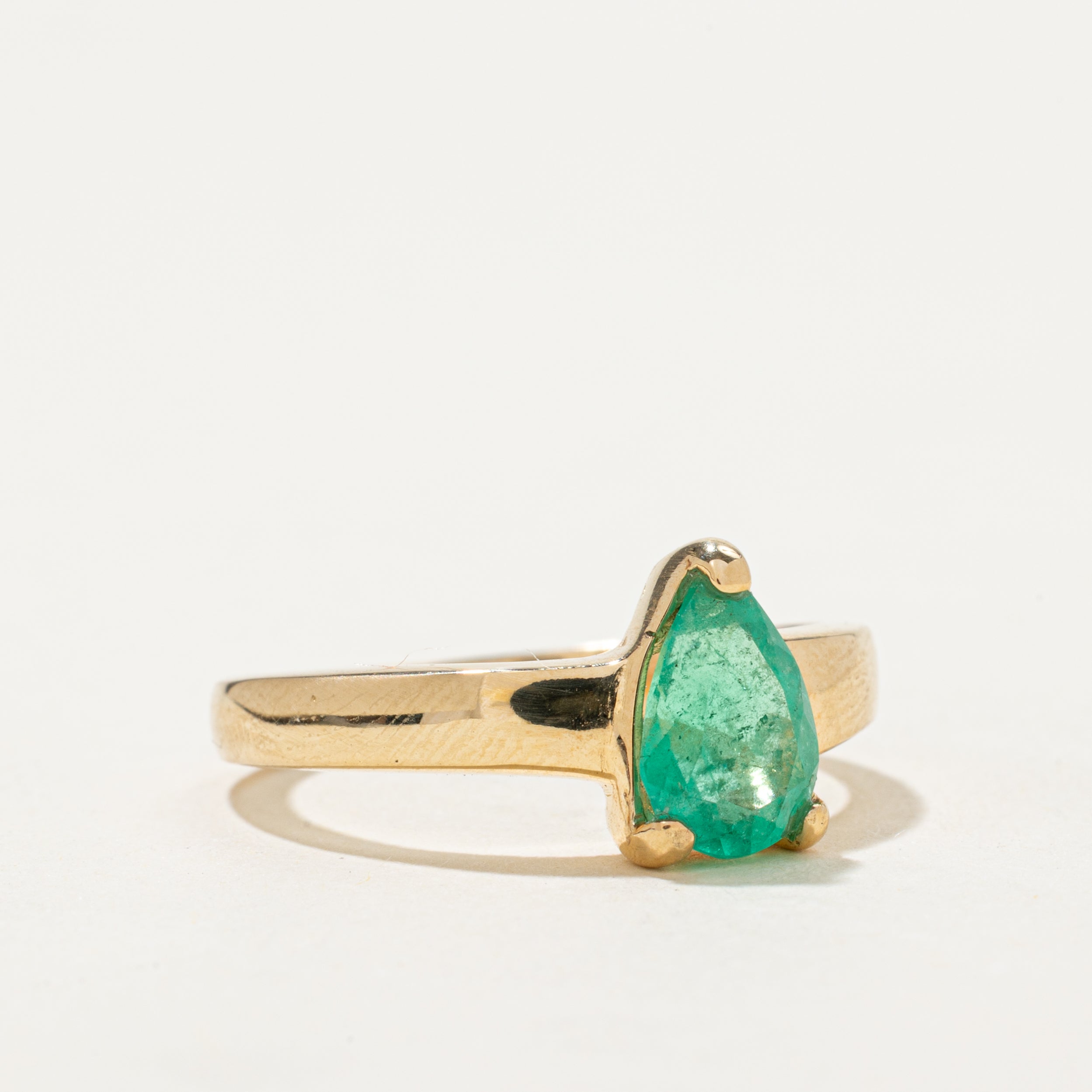 Pear Cut Solitaire Emerald Ring | 1.30ct | SZ 7.25