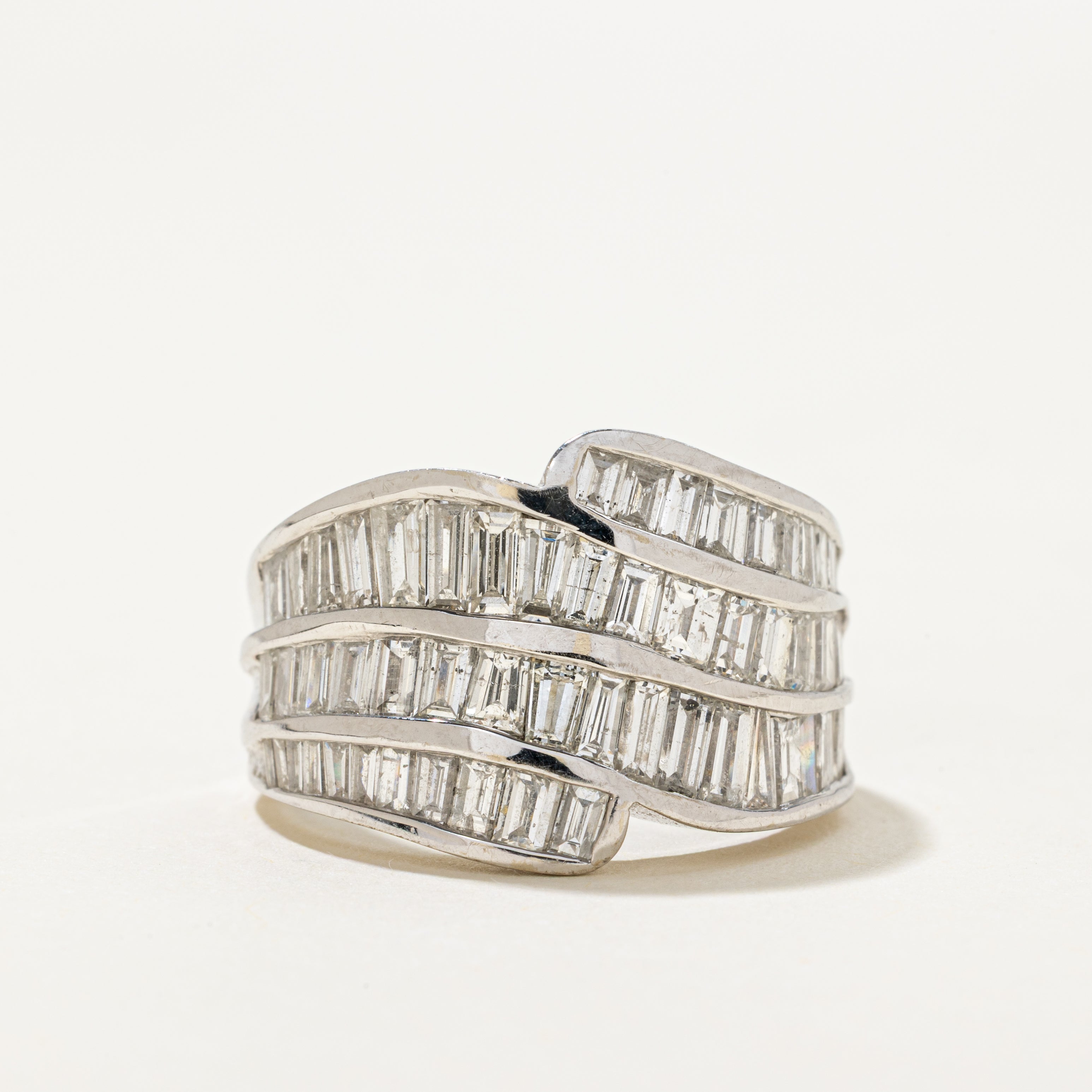 Channel Set Baguette Cut Diamond Waterfall Ring | 3.03ctw | SZ 7.5