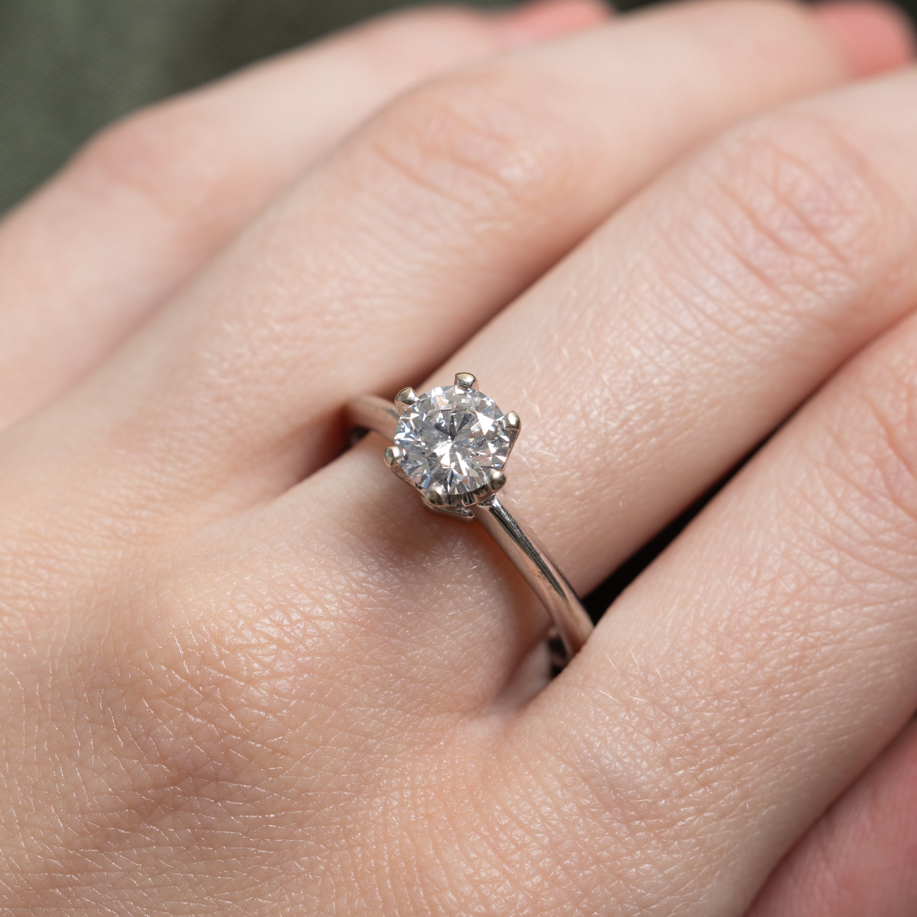 18k Six Prong Diamond Engagement Ring | 1.12ct | SZ 9