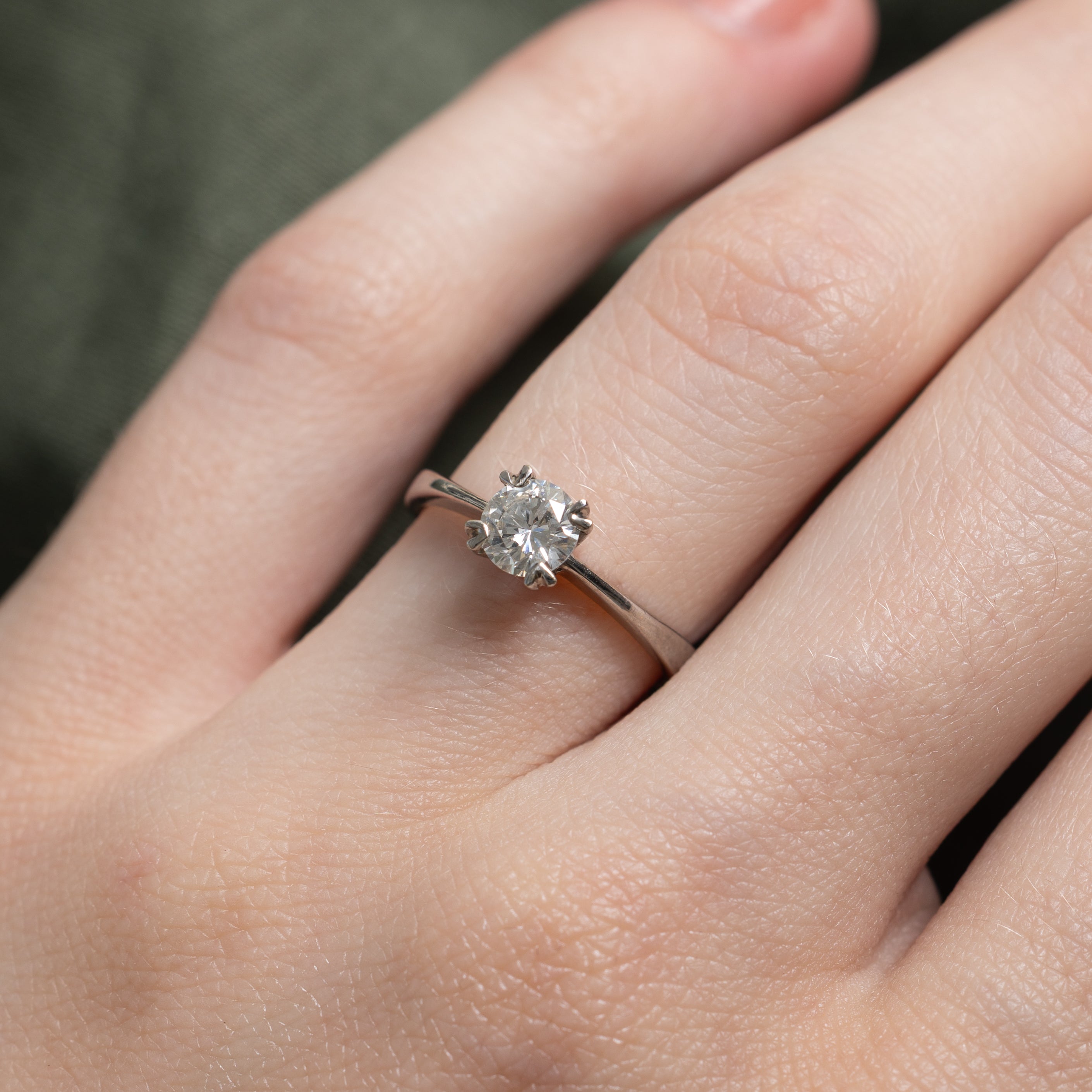 Bague de fiançailles solitaire en or 18 carats avec diamant de 0,50 ct | Taille 4,5