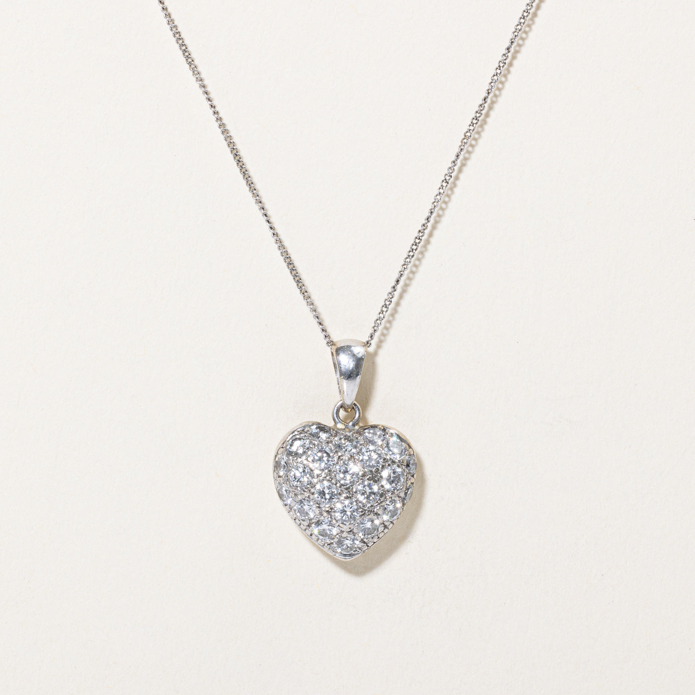 Pavé Set Diamond Heart Pendant Necklace | 1.32ctw | 19" |