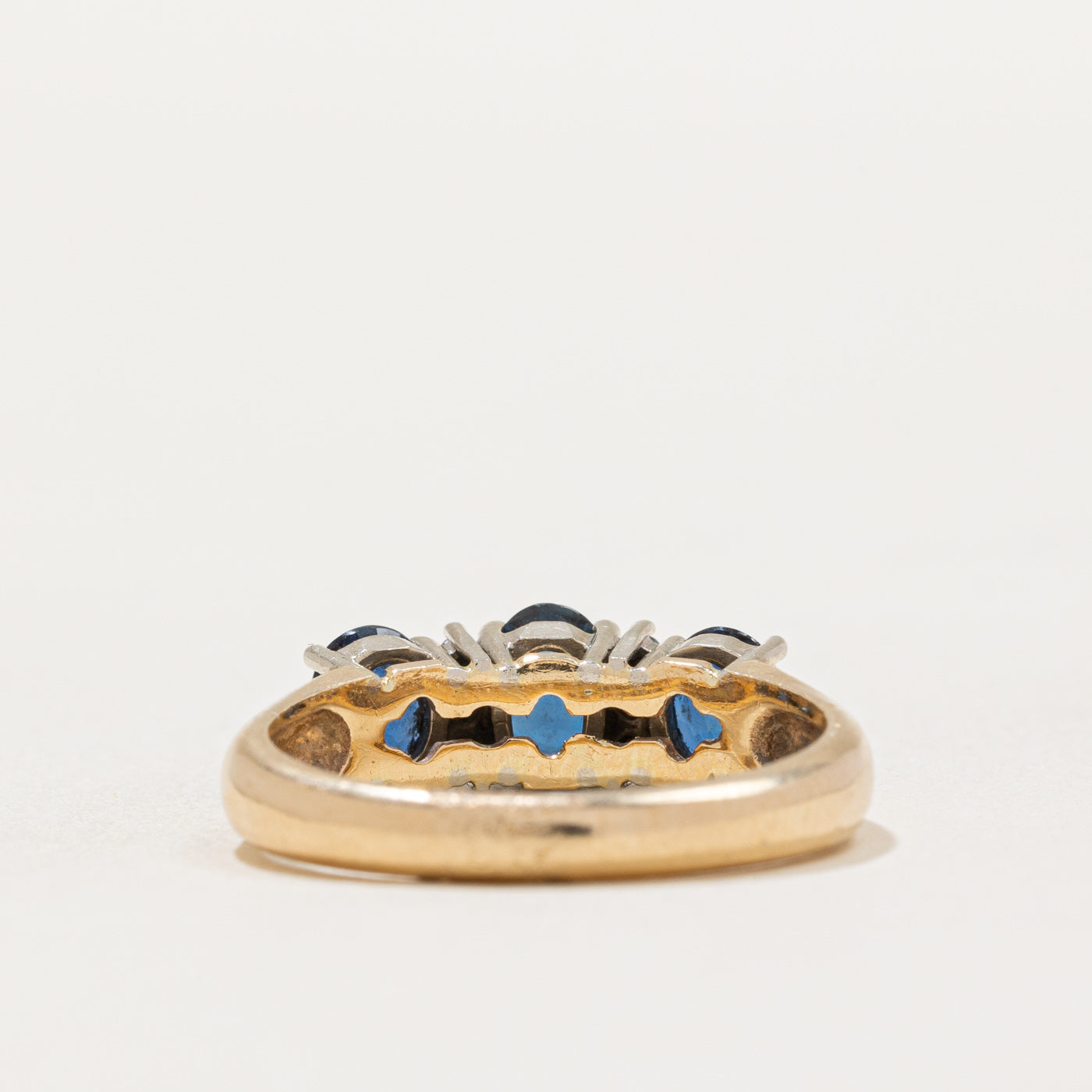 Three Stone Sapphire & Diamond Ring | 1.06ctw, 0.06ctw | SZ 6.5 |