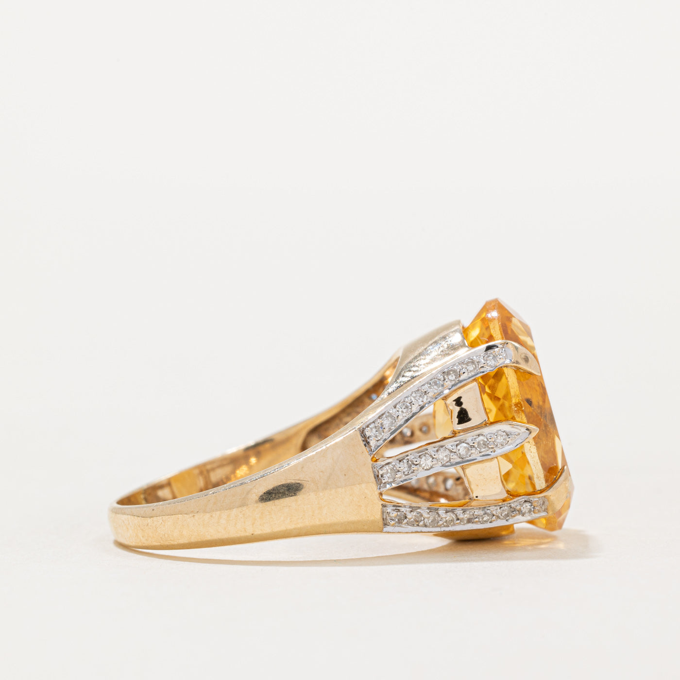Citrine & Diamond Cocktail Ring | 7.20ct, 0.23ctw | SZ 10.5 |