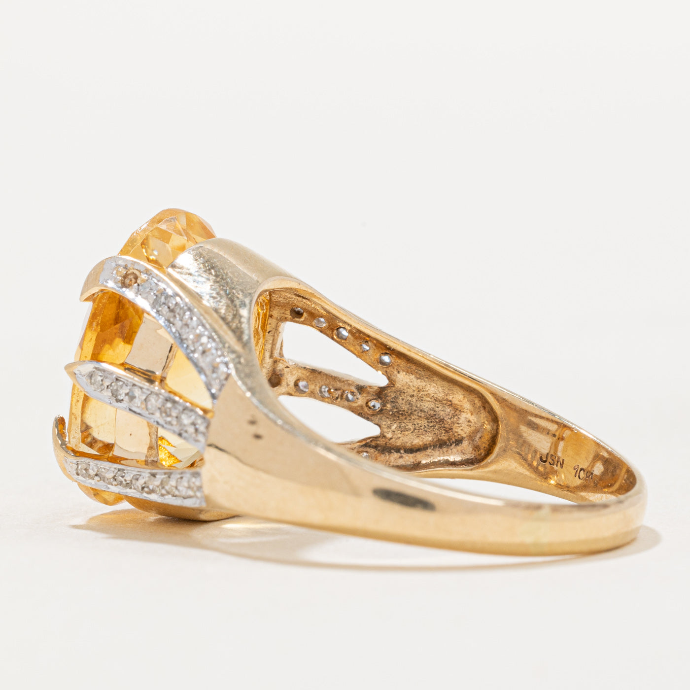 Citrine & Diamond Cocktail Ring | 7.20ct, 0.23ctw | SZ 10.5 |