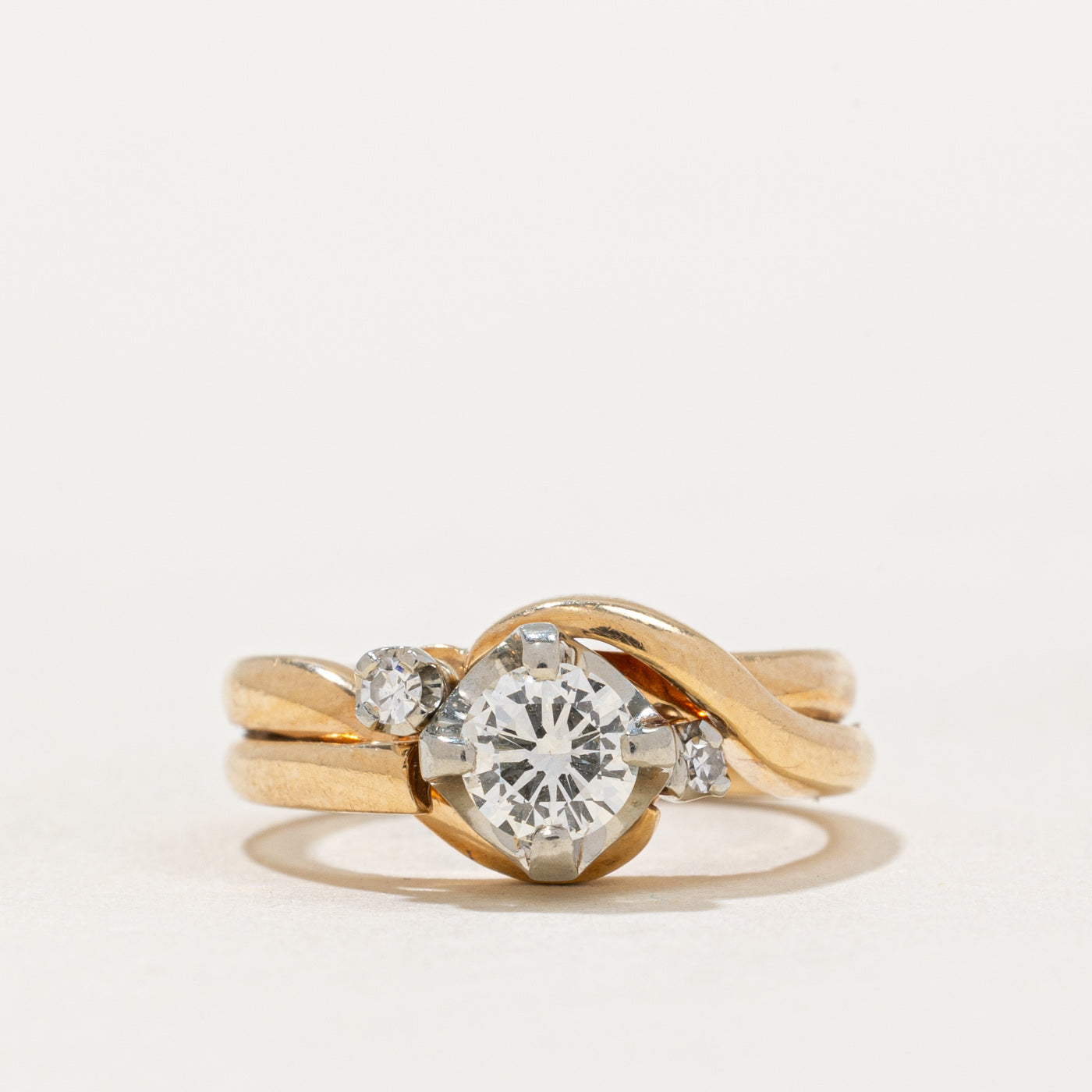 Illusion Set Diamond Soldered Wedding Ring Set SZ