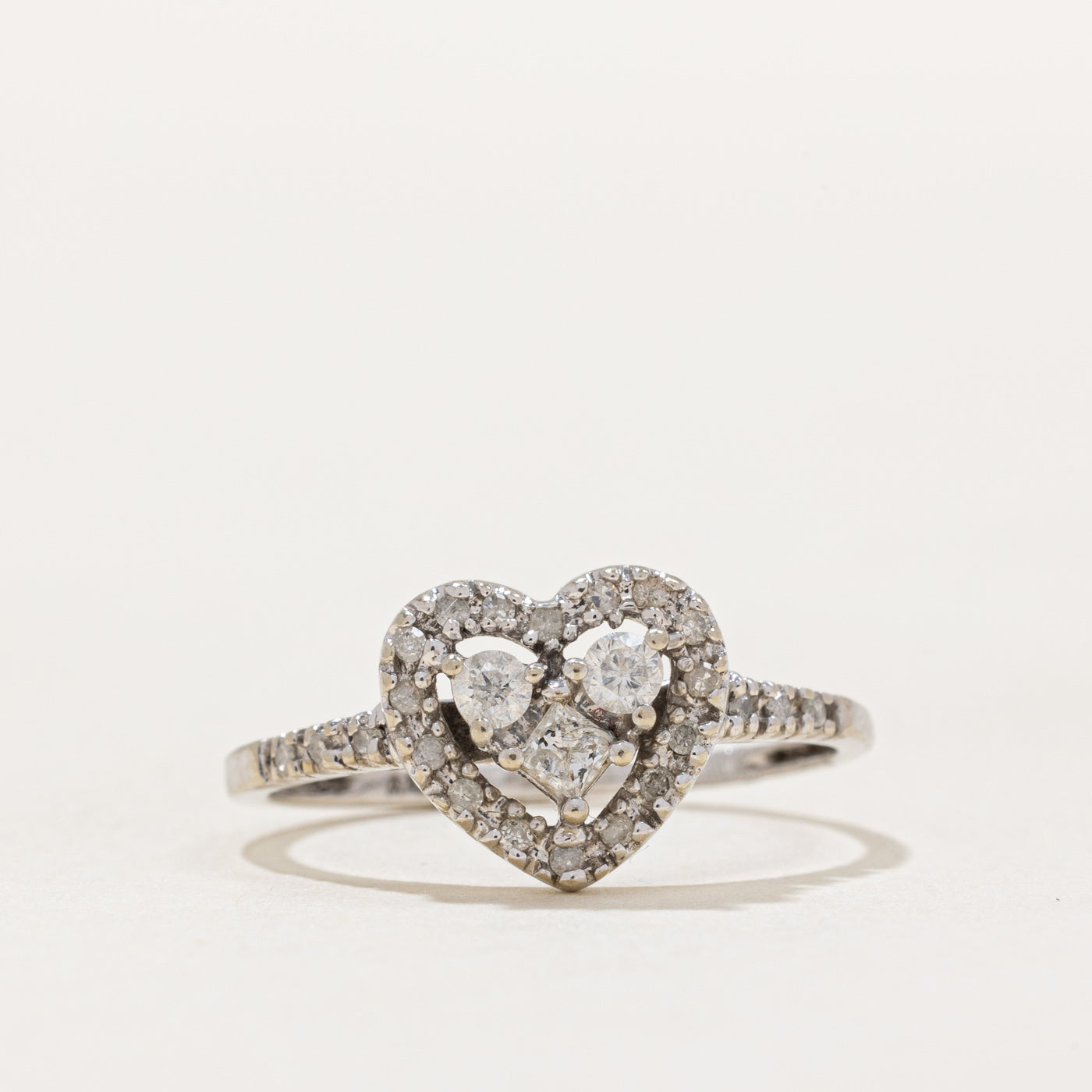 Bague cœur en diamant | 0,26 ct | Taille 7,5 |