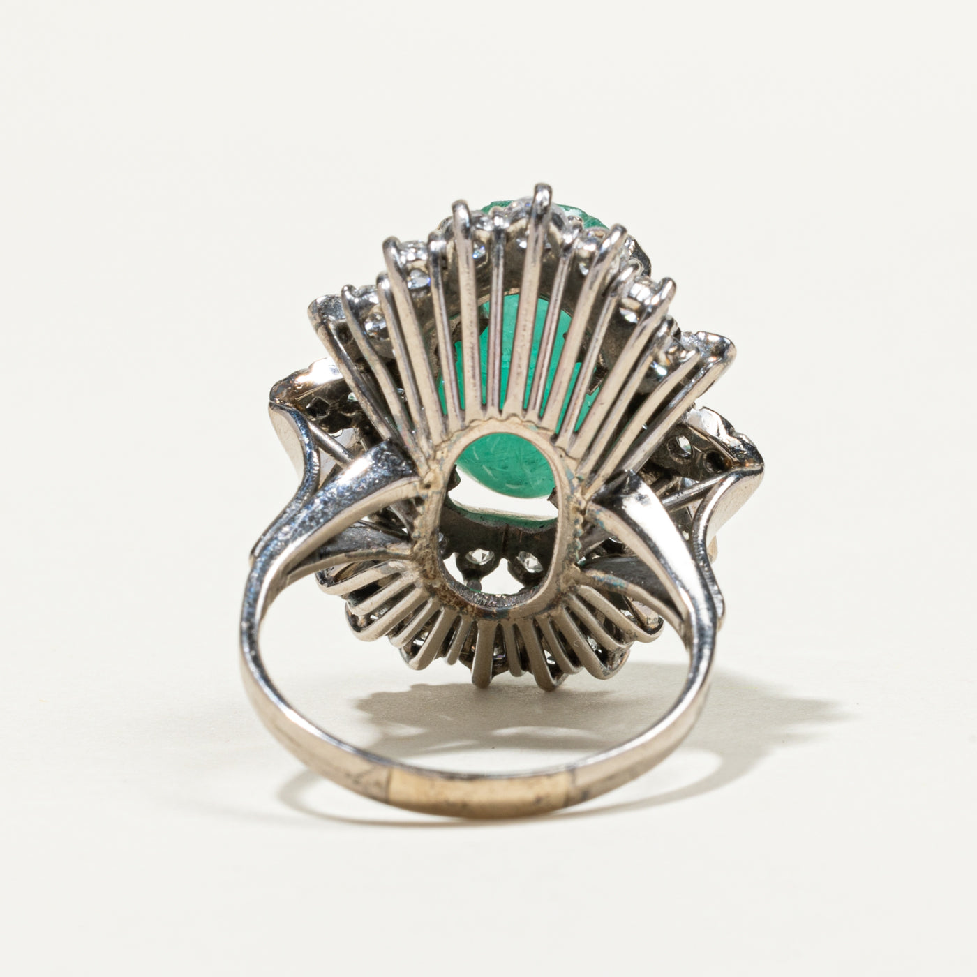 Oval Cut Emerald & Diamond Cocktail Ring | 7.24ct, 1.66ctw | SZ 7.25