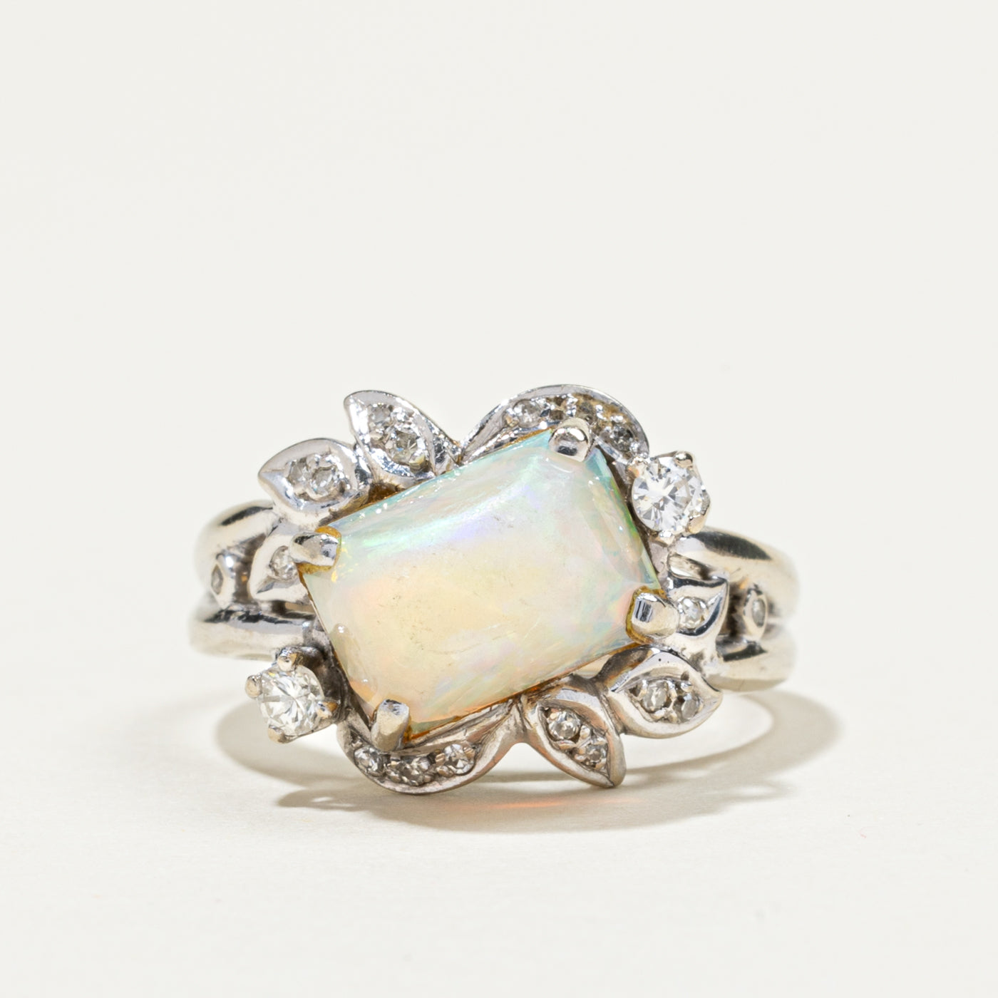 Semi Black Opal & Diamond Cocktail Ring | 2.45ct, 0.22ctw | SZ 6