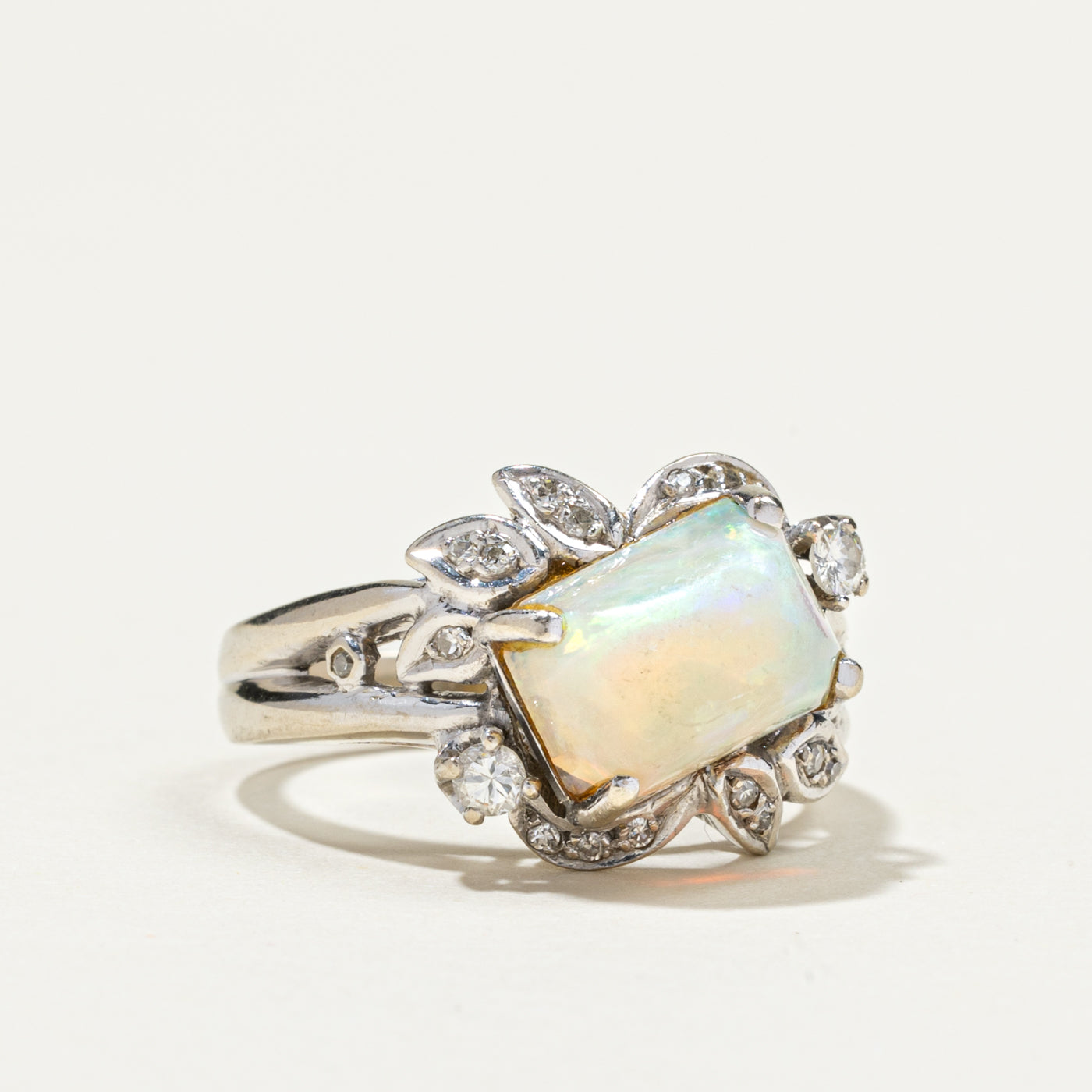 Semi Black Opal & Diamond Cocktail Ring | 2.45ct, 0.22ctw | SZ 6