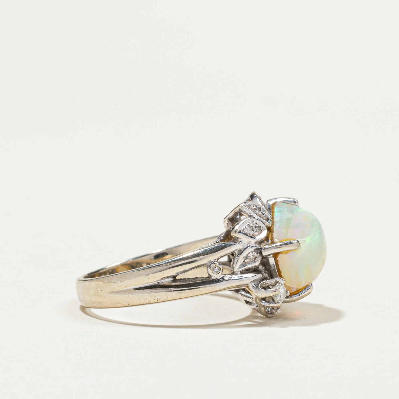 Semi Black Opal & Diamond Cocktail Ring | 2.45ct, 0.22ctw | SZ 6