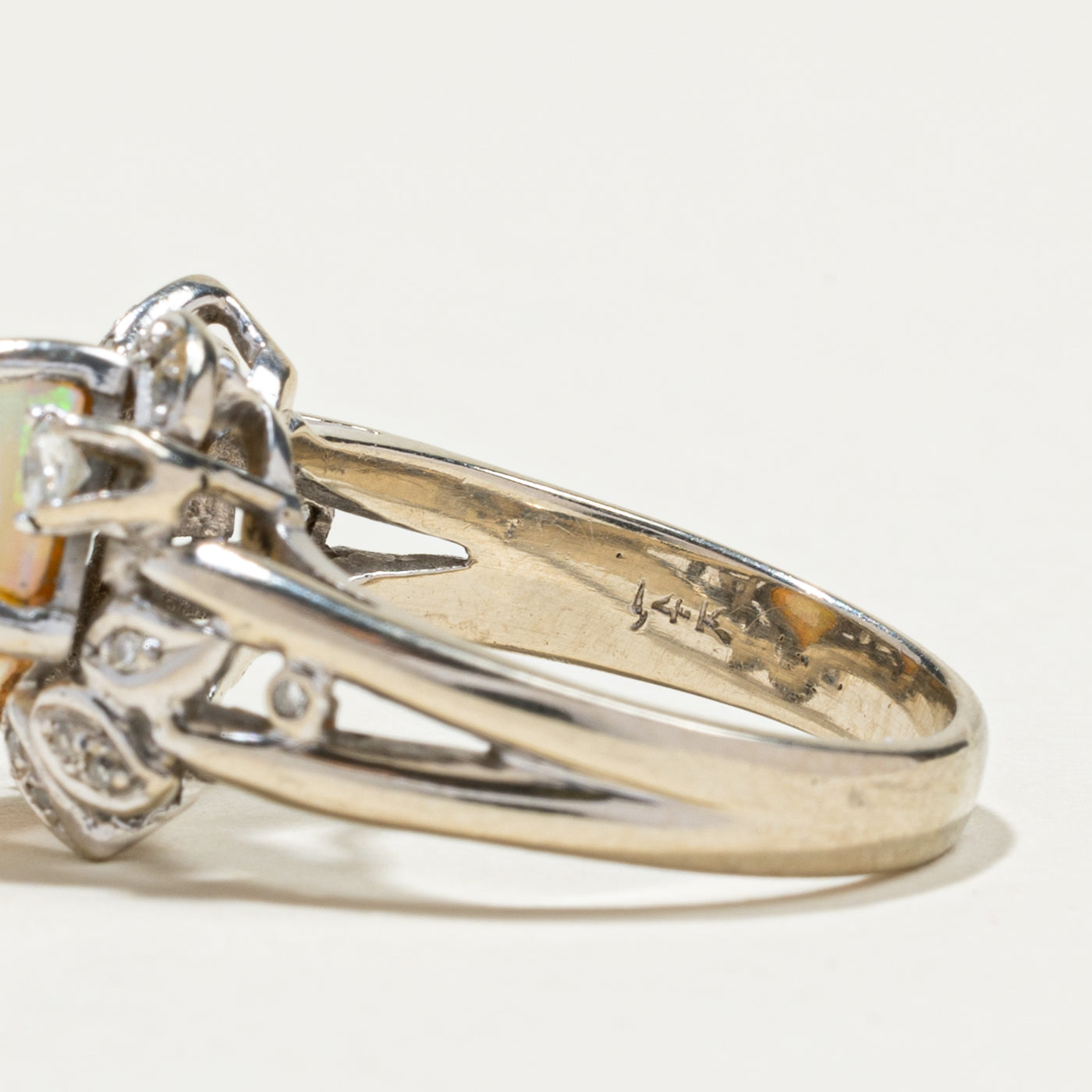 Semi Black Opal & Diamond Cocktail Ring | 2.45ct, 0.22ctw | SZ 6