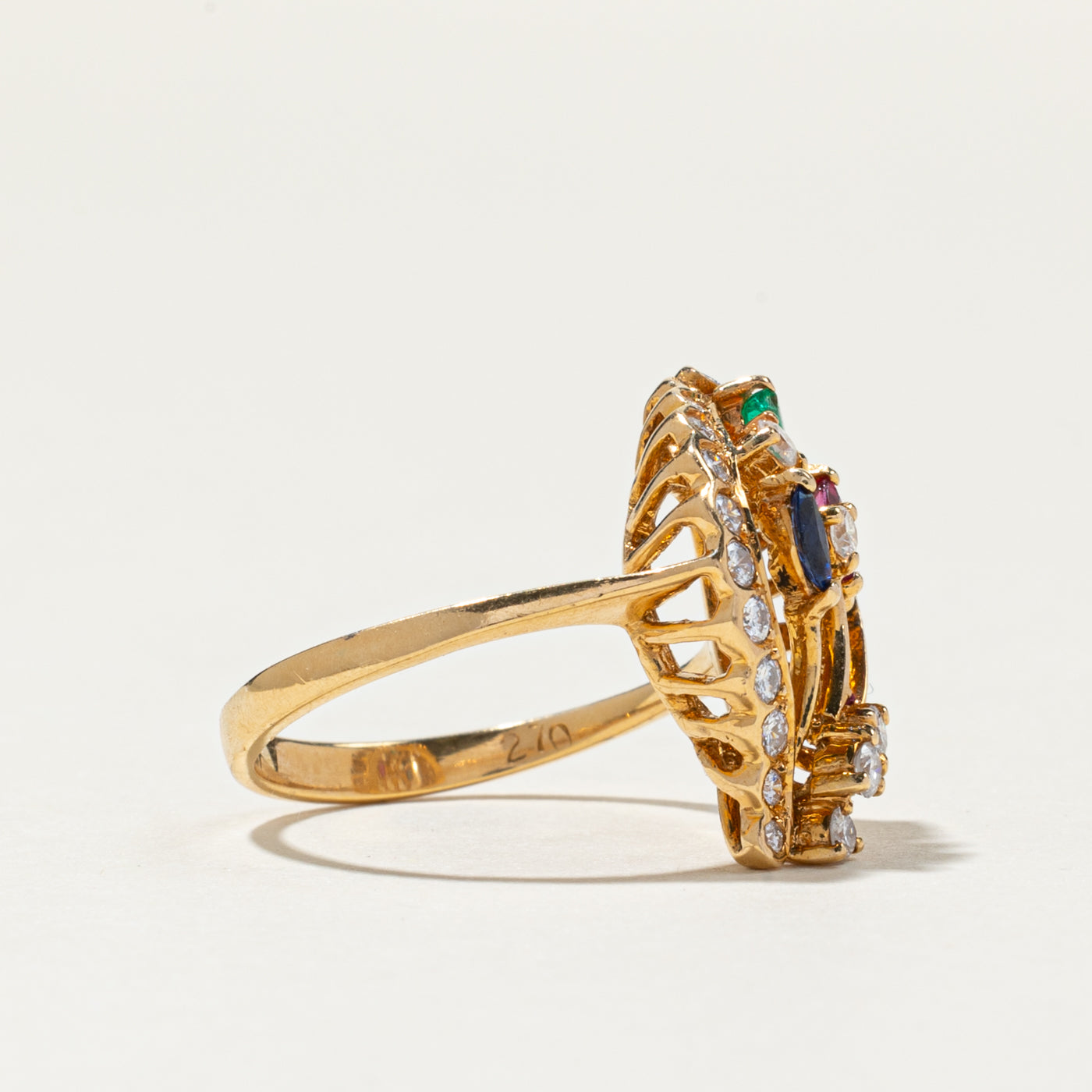 18K Multi Gemstone & Diamond Cocktail Ring | 0.34ctw, 0.66ctw | SZ 6.5