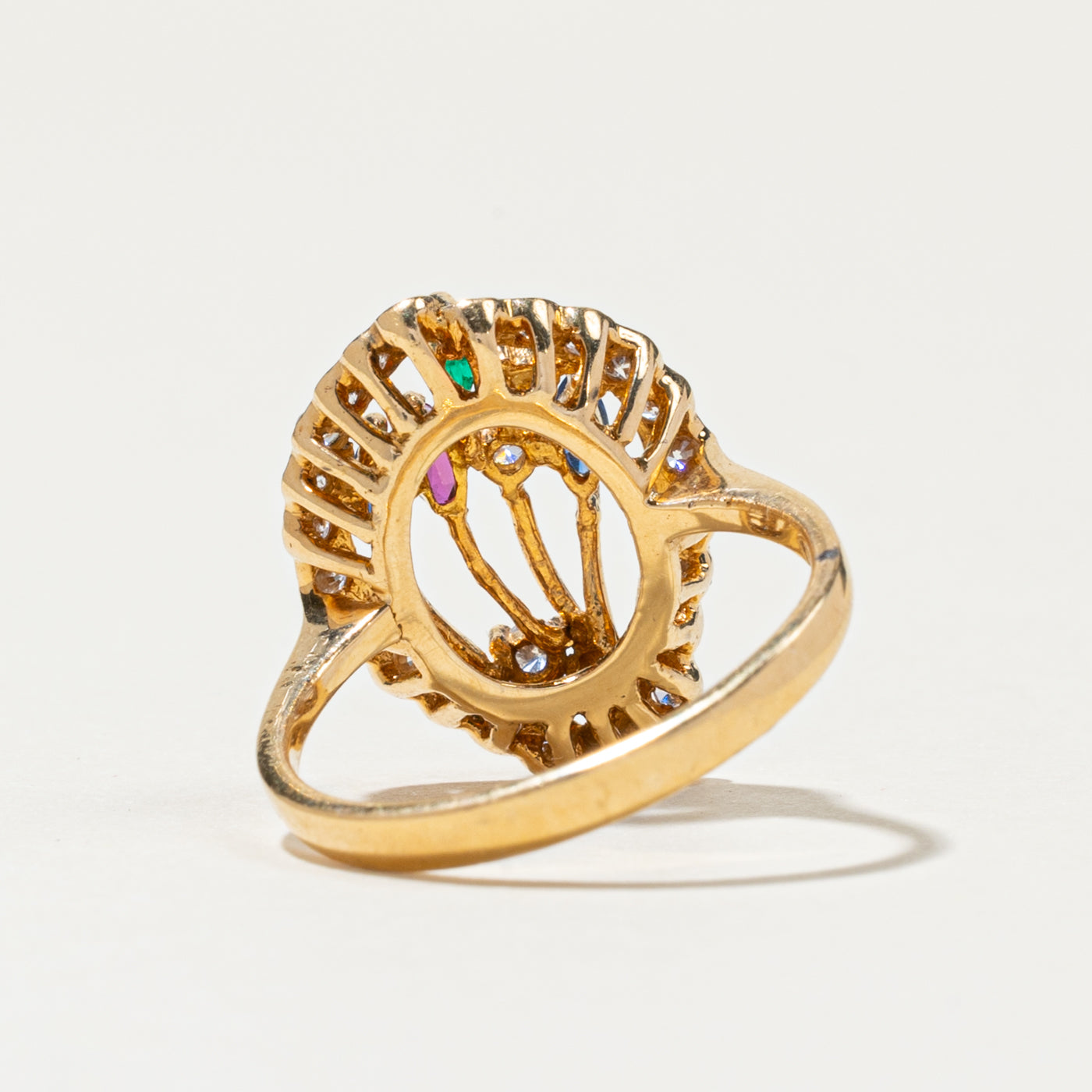 18K Multi Gemstone & Diamond Cocktail Ring | 0.34ctw, 0.66ctw | SZ 6.5