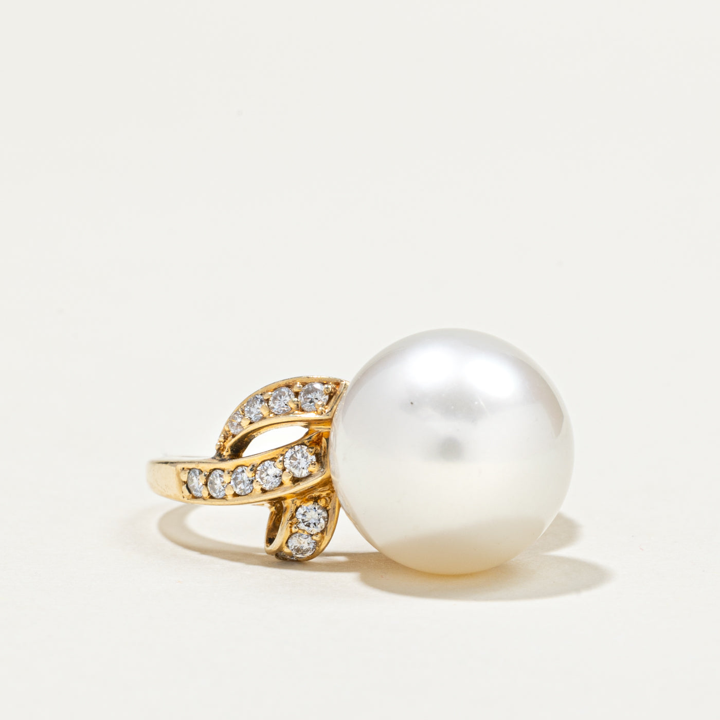 South Sea Pearl & Diamond Cocktail Ring | 0.28ctw | SZ 5.25