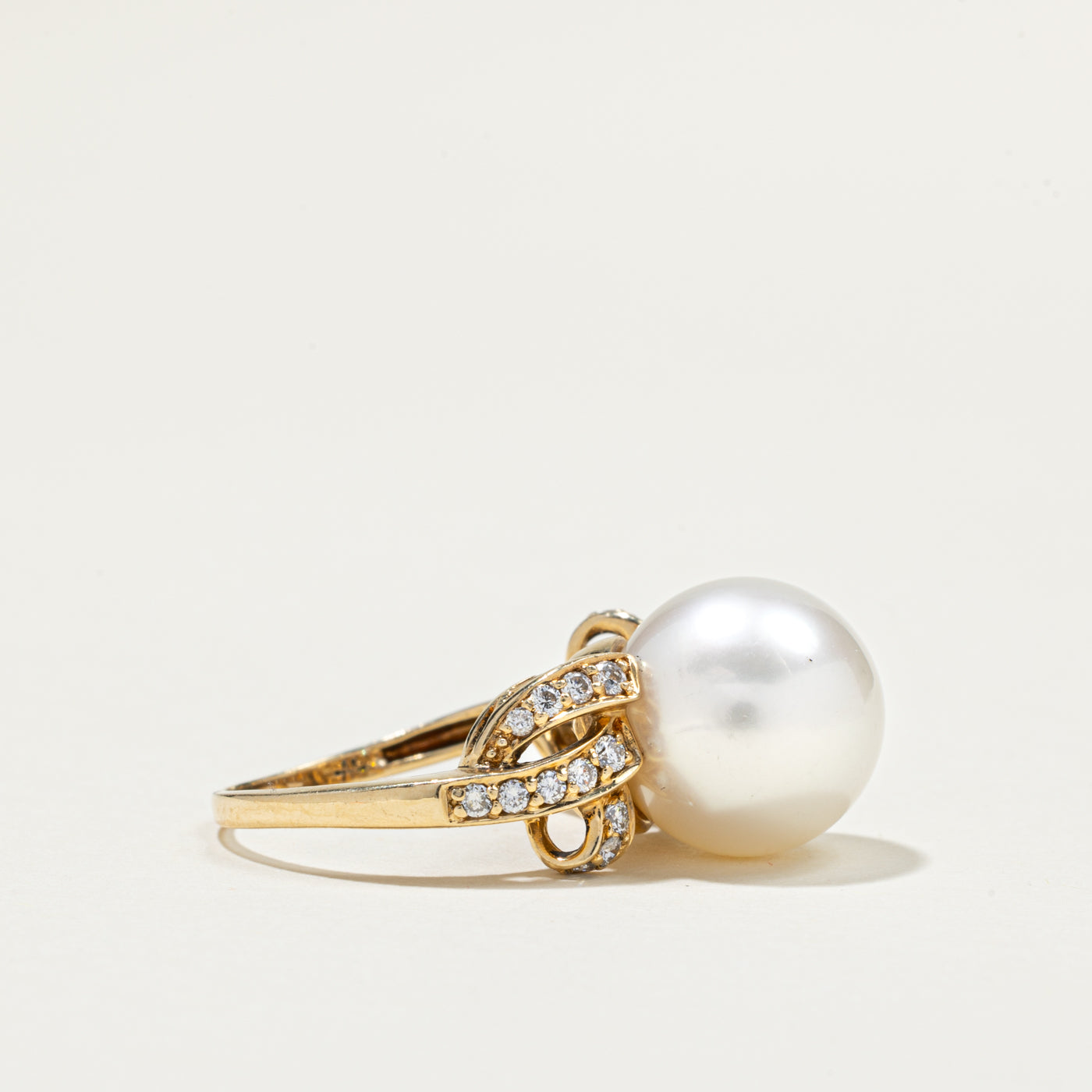 South Sea Pearl & Diamond Cocktail Ring | 0.28ctw | SZ 5.25