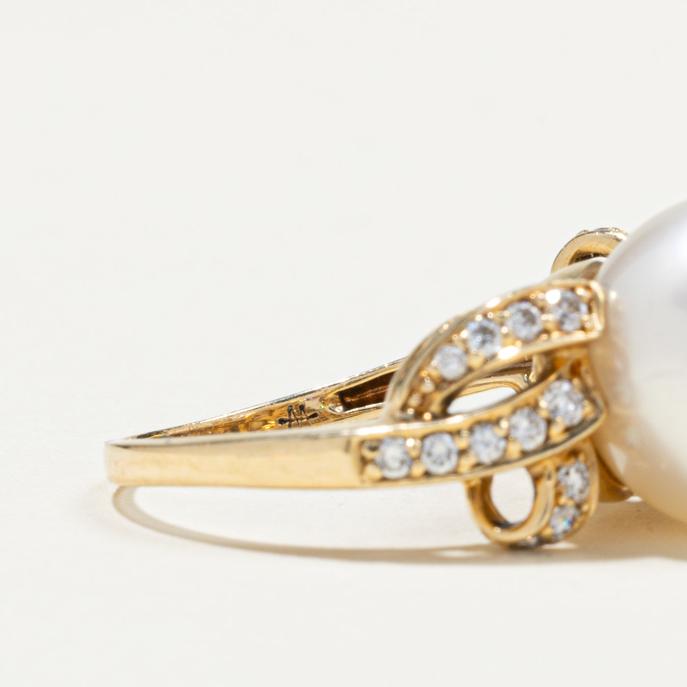 South Sea Pearl & Diamond Cocktail Ring | 0.28ctw | SZ 5.25